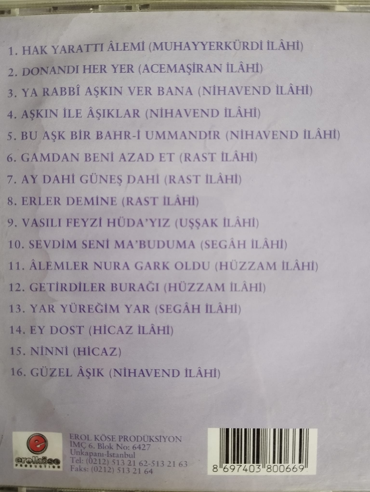 Sami Özer / HU - Türk Tsavvuf Müziği - Türkiye Basım 2. El CD Albüm