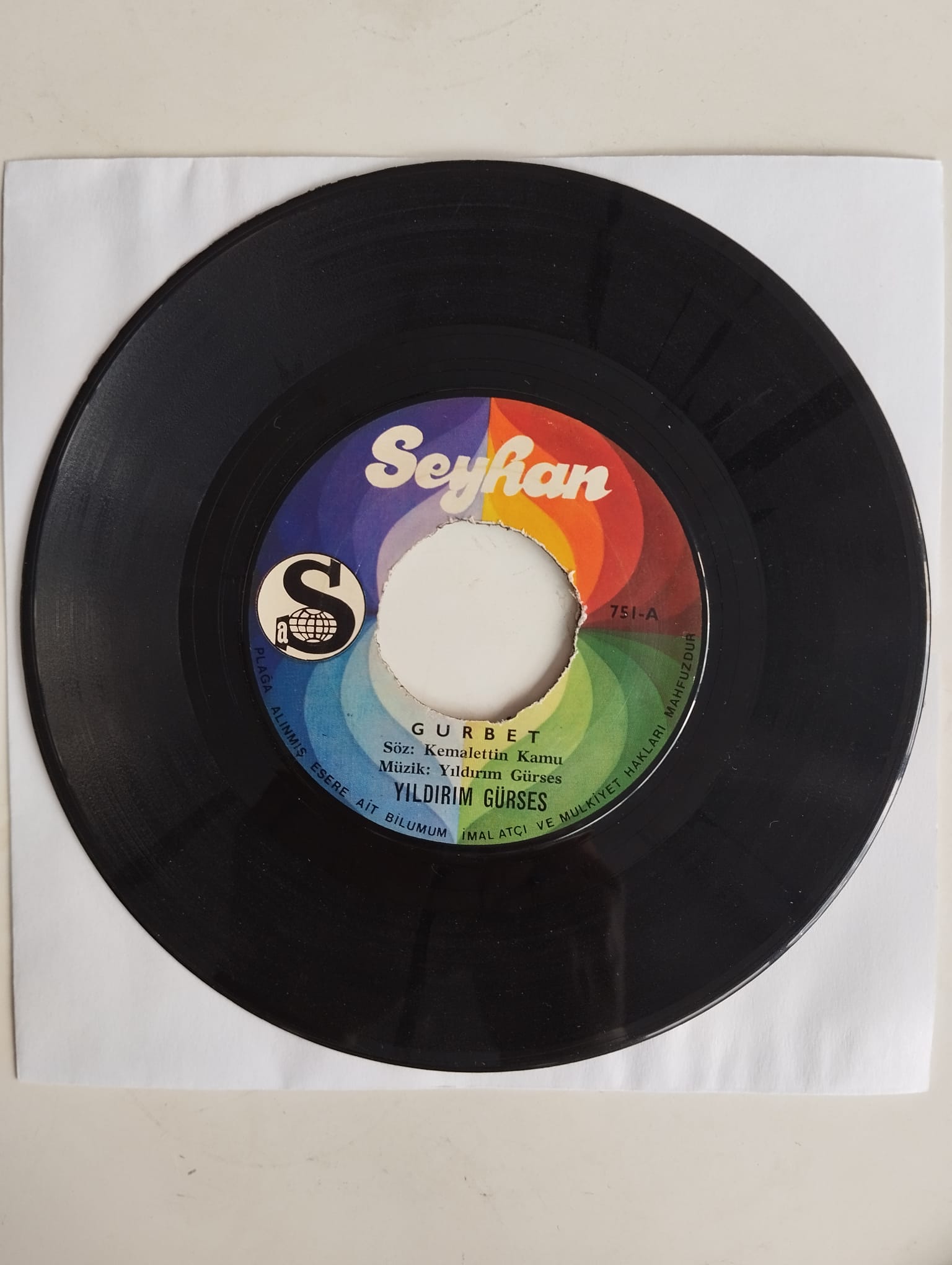 Yıldırım Gürses – Gurbet / Aşkımın Vebali  - 1973 Türkiye Basım  45 lik Plak