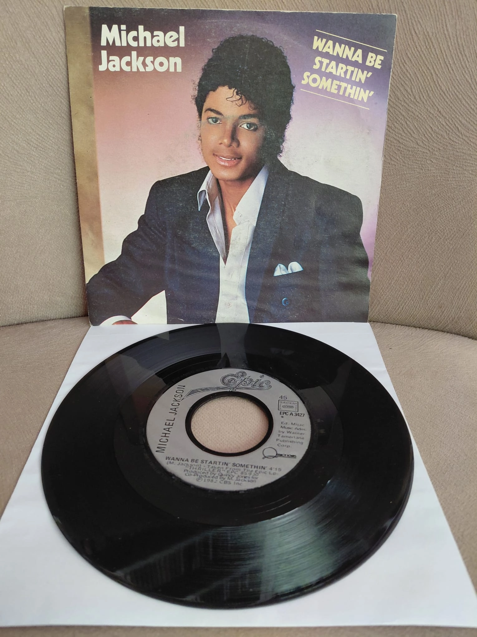 MICHAEL JACKSON -  Wanna Be Startin’ Somethin’ - 1983  Fransa Basım  45lik Plak-2.el
