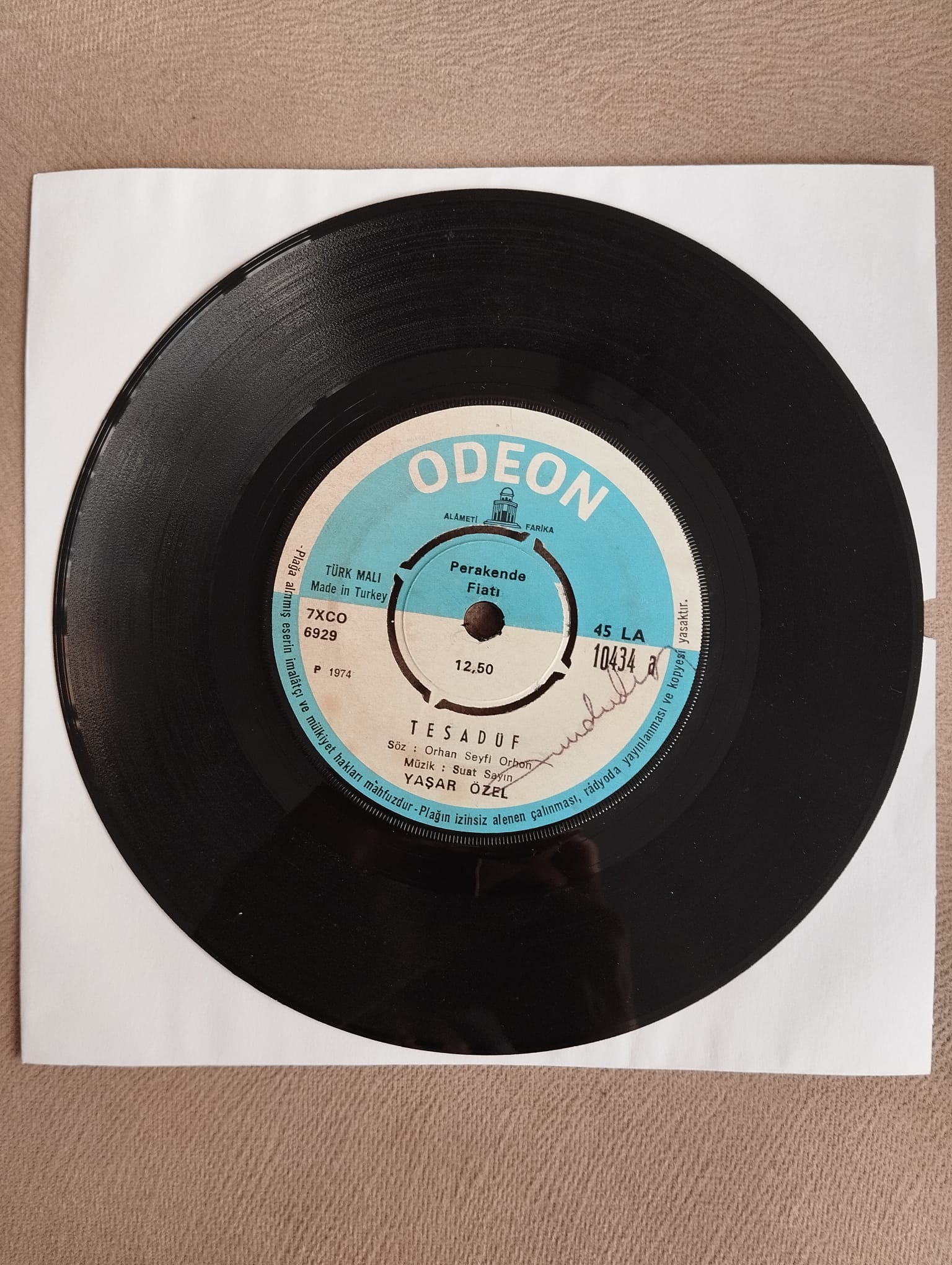 Suat Sayın  – Tesadüf  / Ol Ellerin -  1974 Türkiye Basım 45lik Plak-2.el