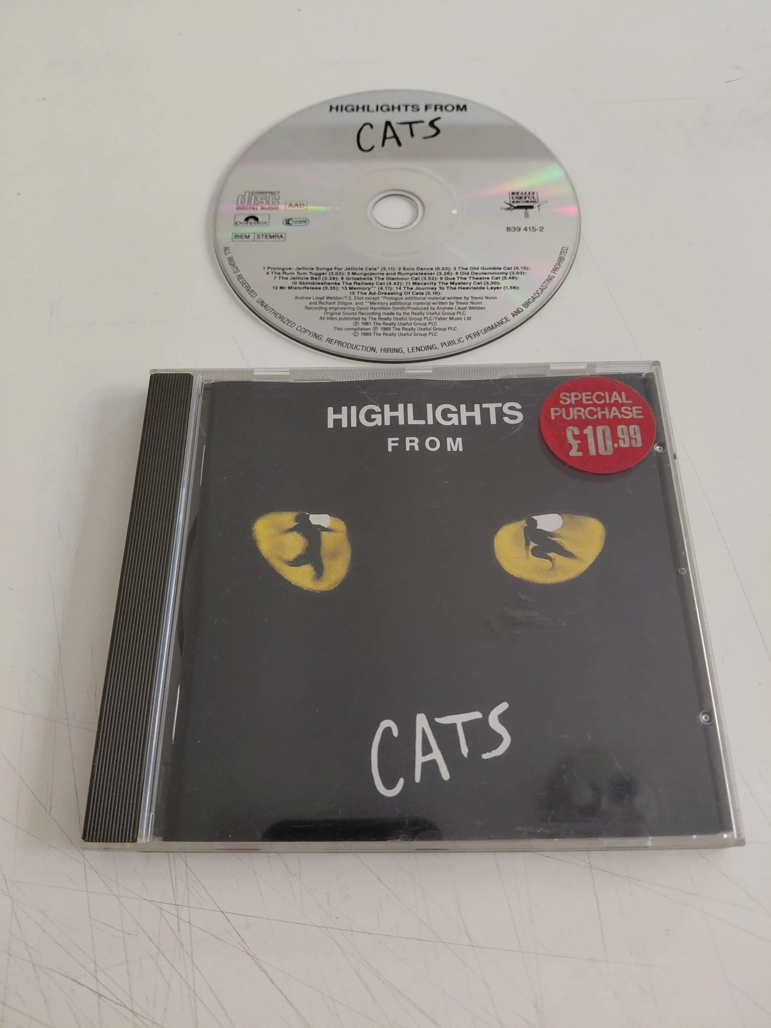 Andrew Lloyd Webber – Highlights From Cats - 1989 Avrupa Basım CD Albüm-2.el