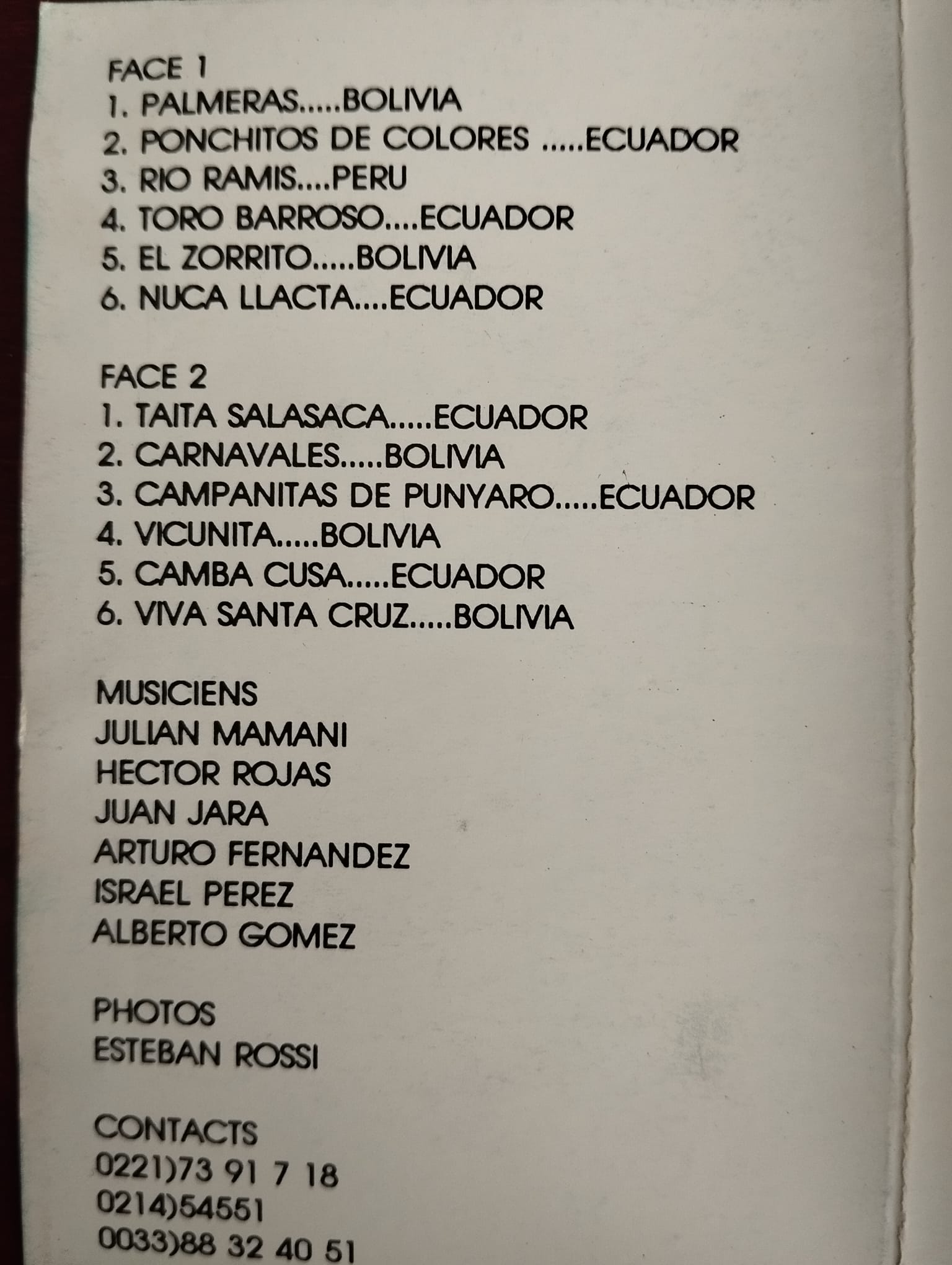 ALLPA KALLPA  ‎– Musica de Los Andes  - Fransa Basım  Kaset Albüm-2.EL