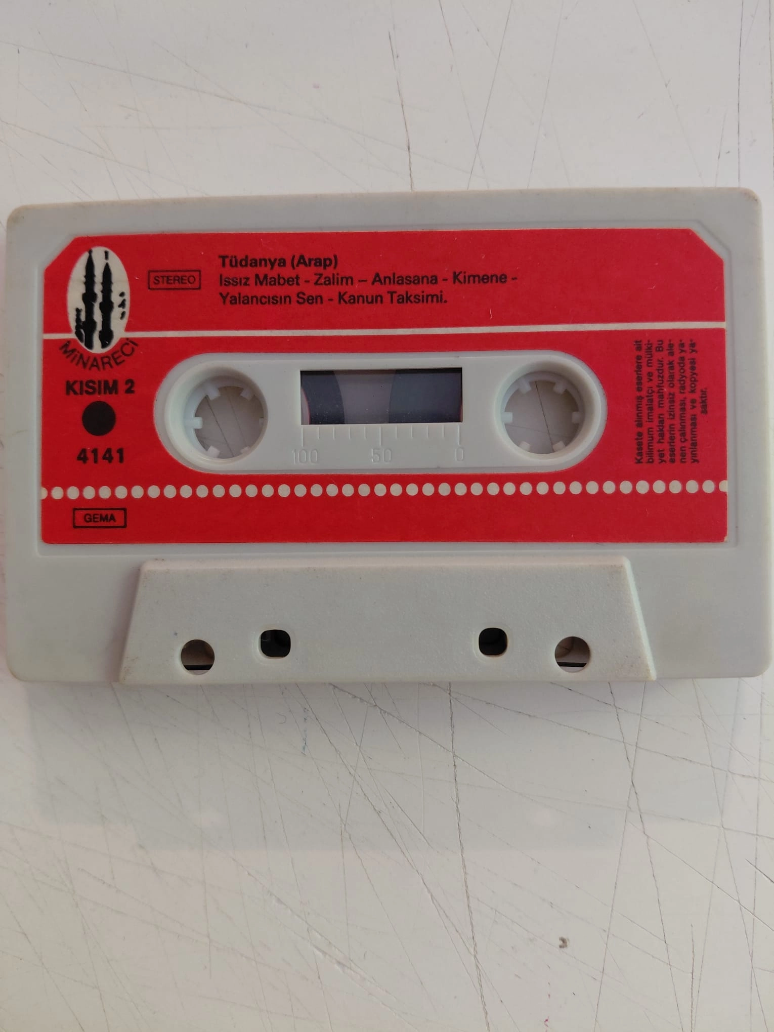 Tüdanya  – İzmirli Kız / Arap -  Almanya Basım  Kaset Albüm/ Minareci/Kapaksız-2.el