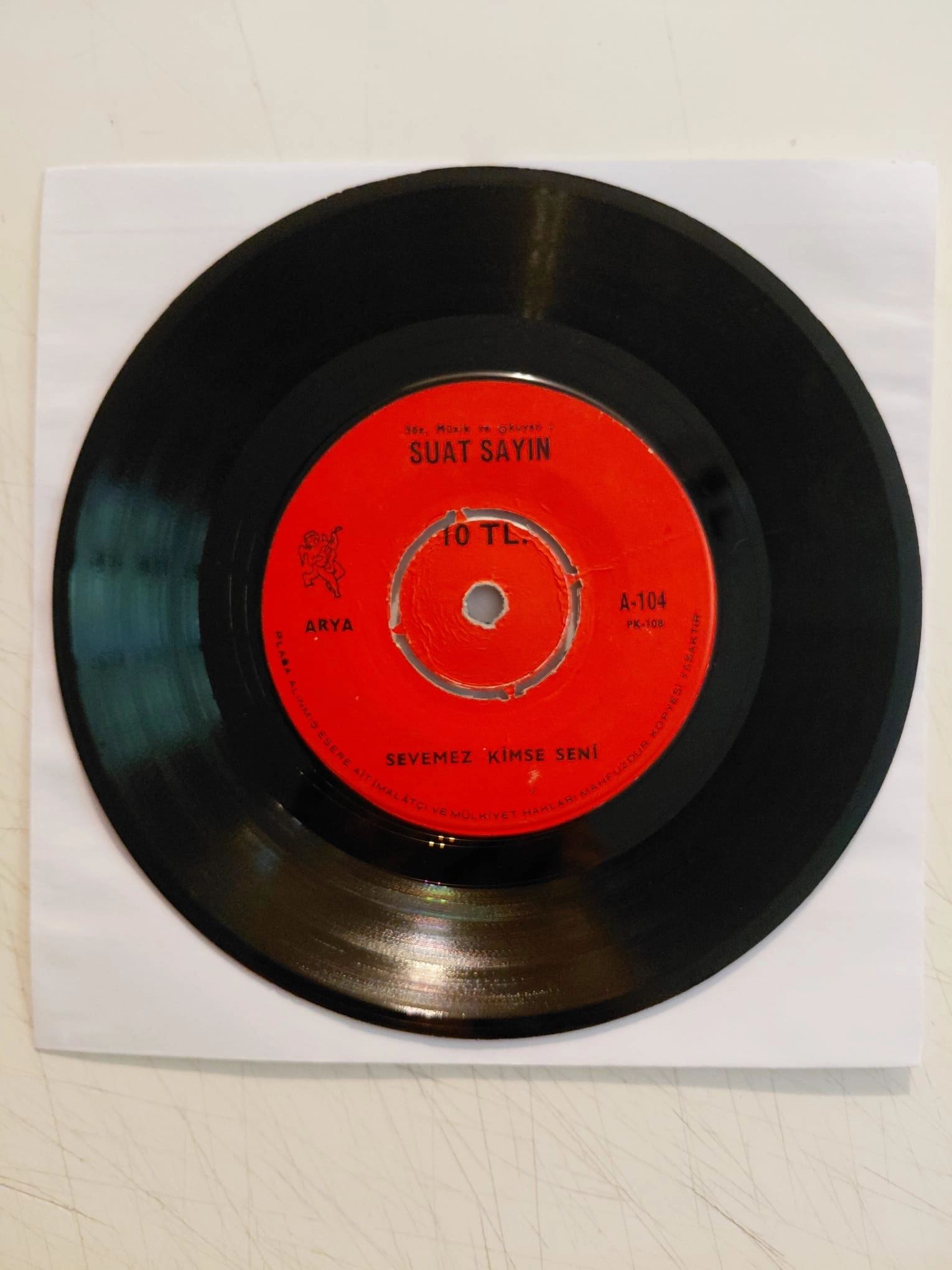 Suat Sayın –  Sevemez Kimse Seni - 1967 Türkiye Basım 45 lik Plak-2.el/Kapaksız