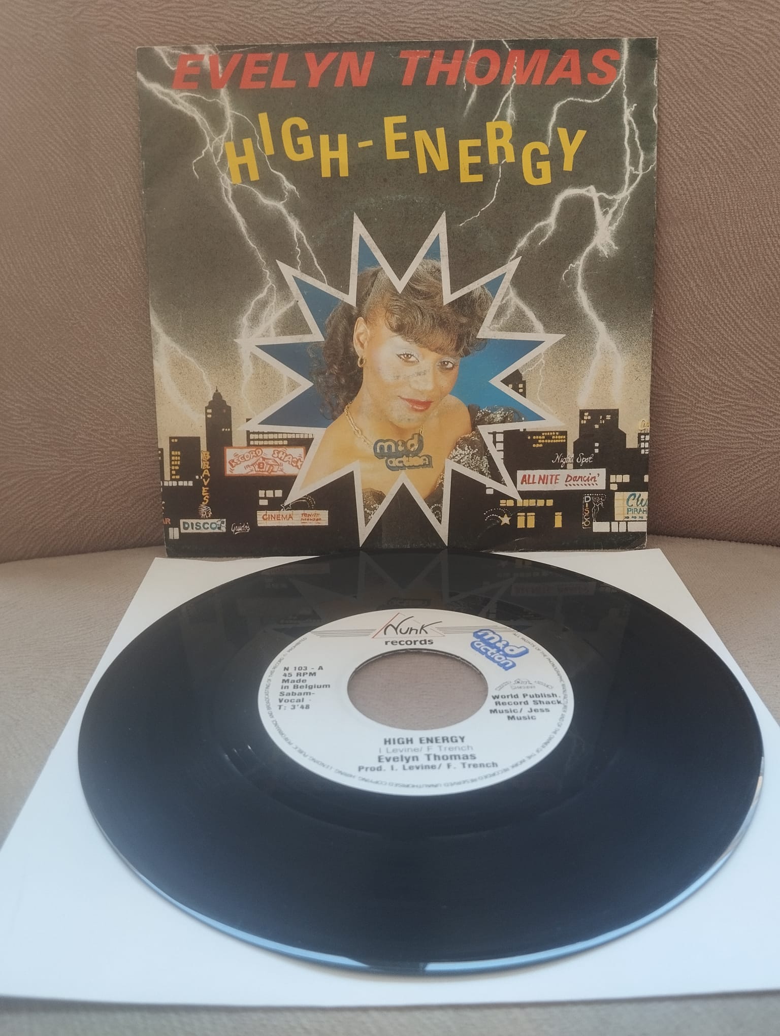EVELYN THOMAS - HIGH ENERGY 1984 BELÇİKA BASIM 45 LİK PLAK-2.EL