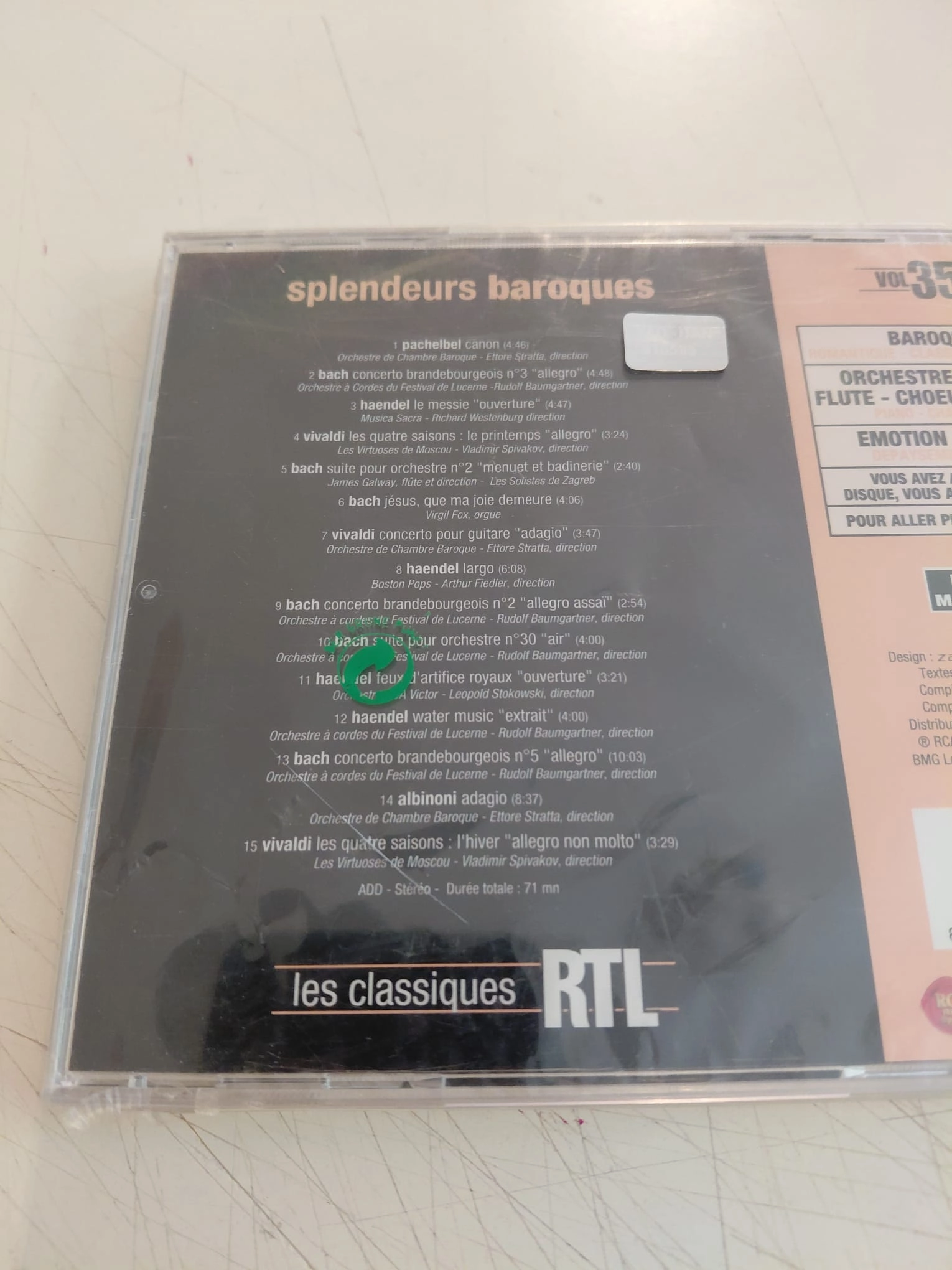 Splendeurs Baroques  - Les Classiques -  Avrupa Basım  CD Albüm/Açılmamış Ambalajlı