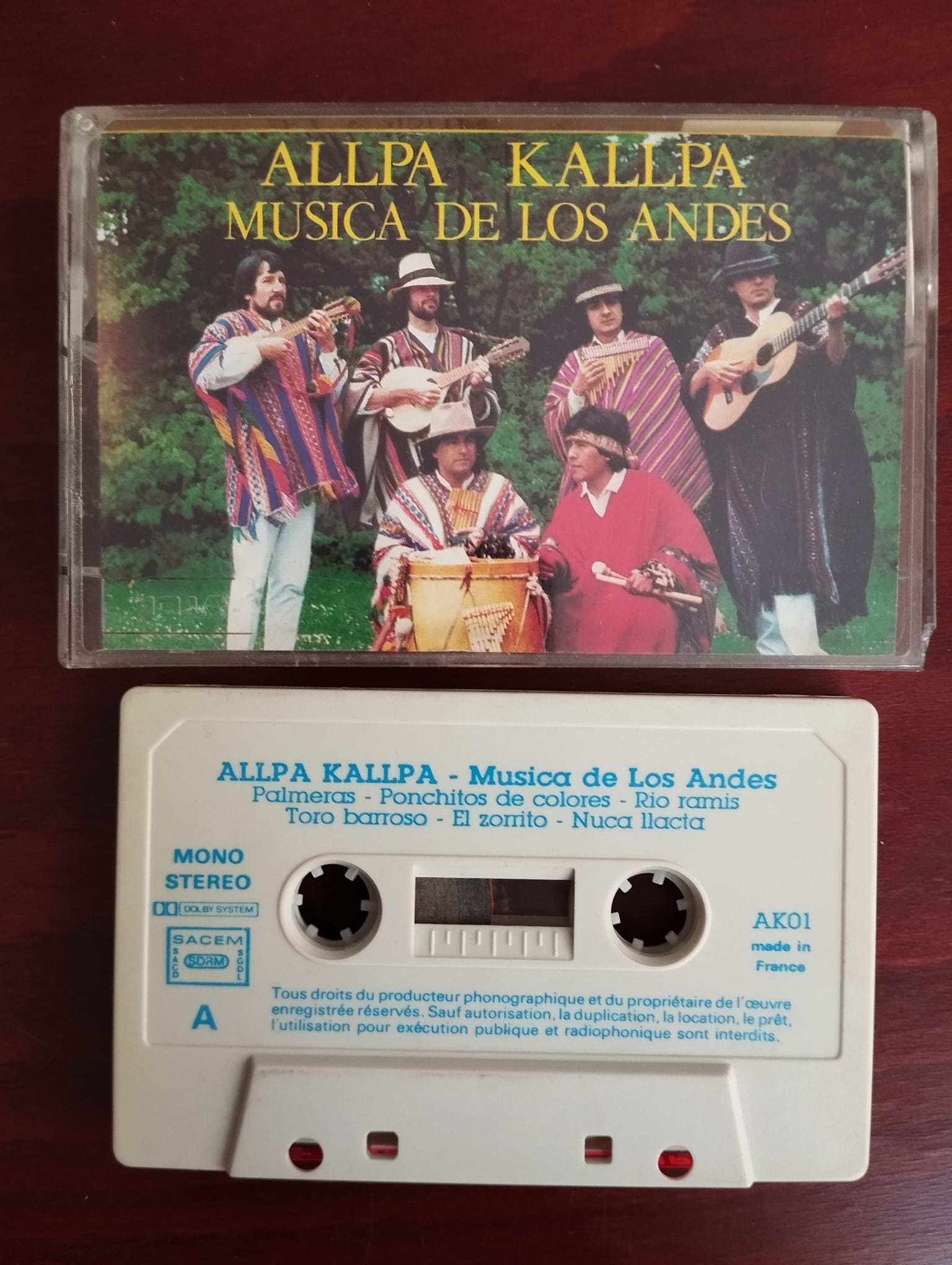 ALLPA KALLPA  ‎– Musica de Los Andes  - Fransa Basım  Kaset Albüm-2.EL