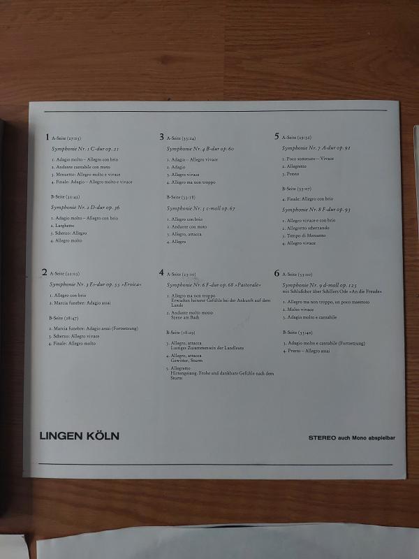 BEETHOVEN -Die Neun Symphonien - Almanya Basım 6xLP Albüm- 4 Sayfa Kitapçıklı (9 Senfoninin Tamamı)