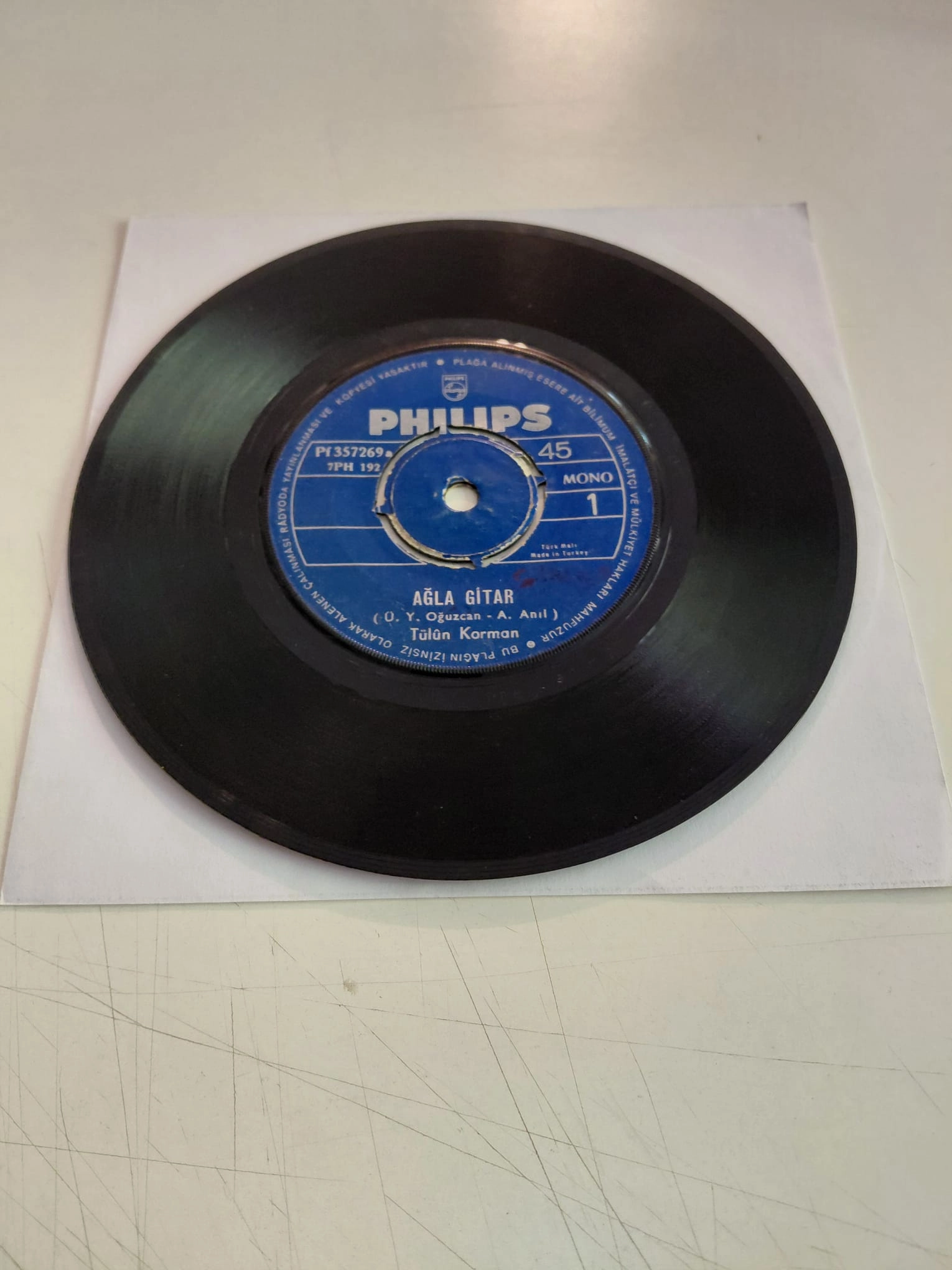Tülin Korman  ‎– Ağla Gitar / Düğün Gecesi - Türkiye Dönem Basım 45’lik Plak /Kapaksız-2.el