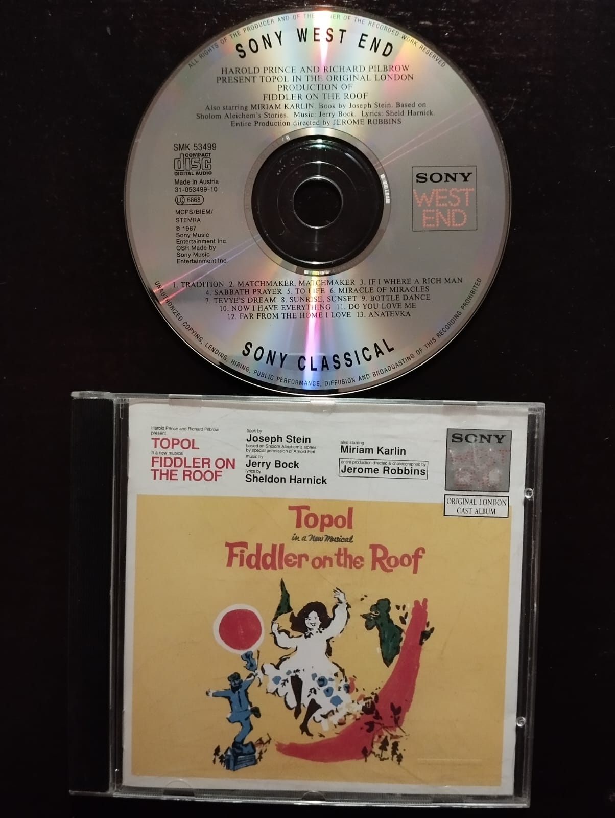 Jerry Bock, Sheldon Harnick - Topol ‎– Fiddler On The Roof - 1994 İngiltere Basım 2. El  CD Albüm