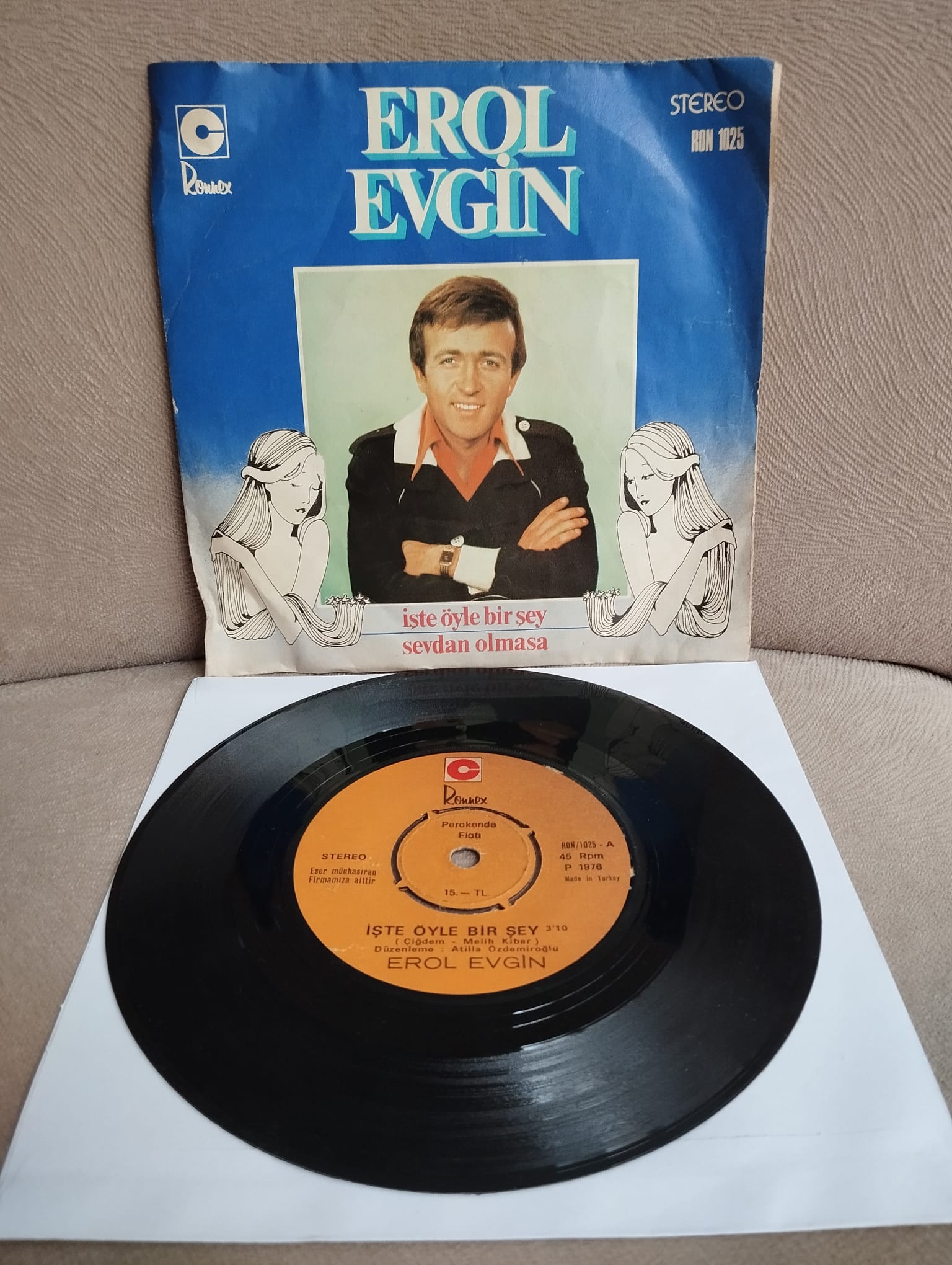 Erol Evgin – İşte Öyle Bir Şey / Sevdan Olmasa -  1976 Türkiye Basım 45 lik Plak-2.EL