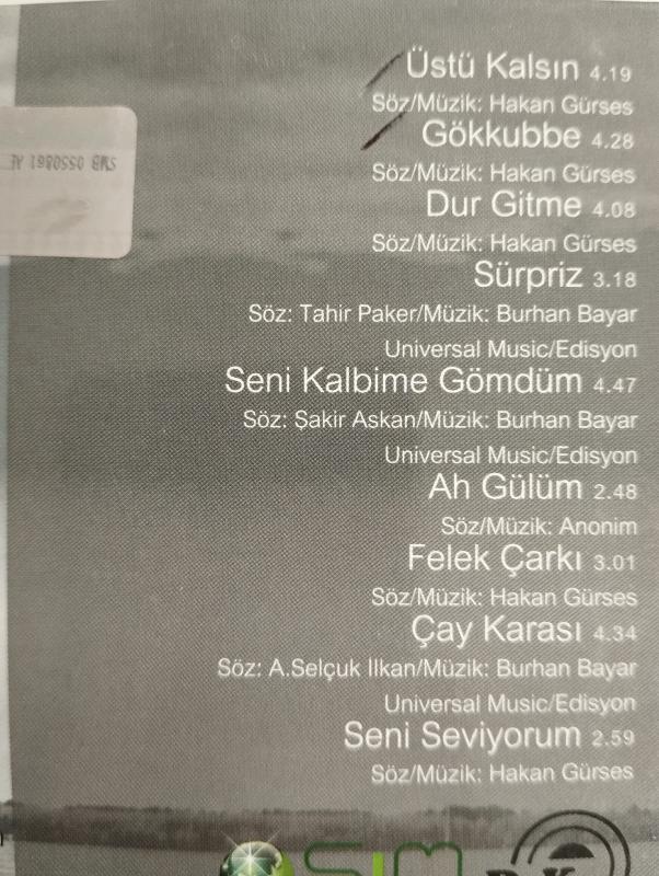 Hakan Gürses  / Üstü Kalsın -  Türkiye Basım - 2. El CD Albüm