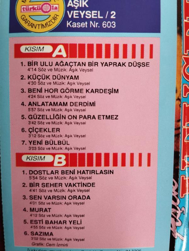 AŞIK VEYSEL  2   -   Almanya Basım  Kaset / Türküola -2.EL