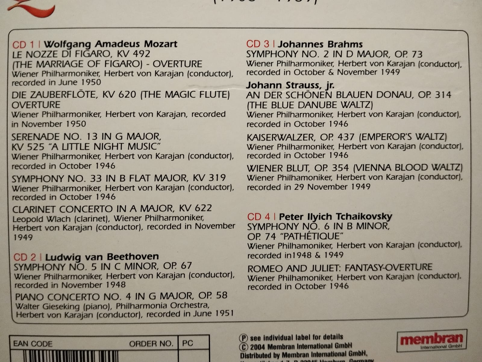 Herbert von Karajan ‎– Maestro Nobile - 2004  Avrupa Basım 2. El 4xCD Albüm