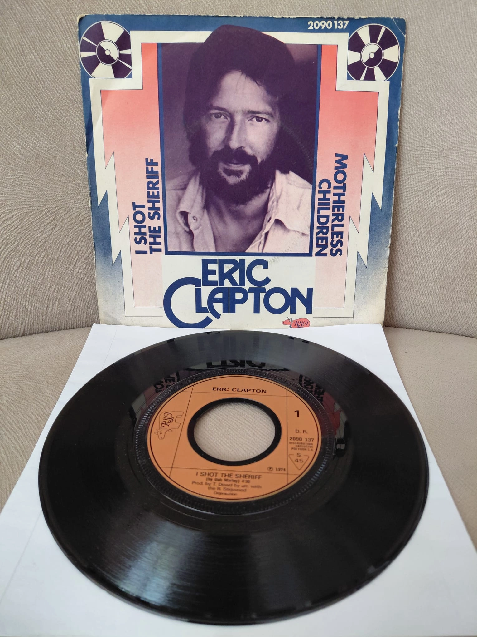 Eric Clapton  – I Shot The Sheriff / Motherless Children -  1974  Fransa Basım 45 lik Plak