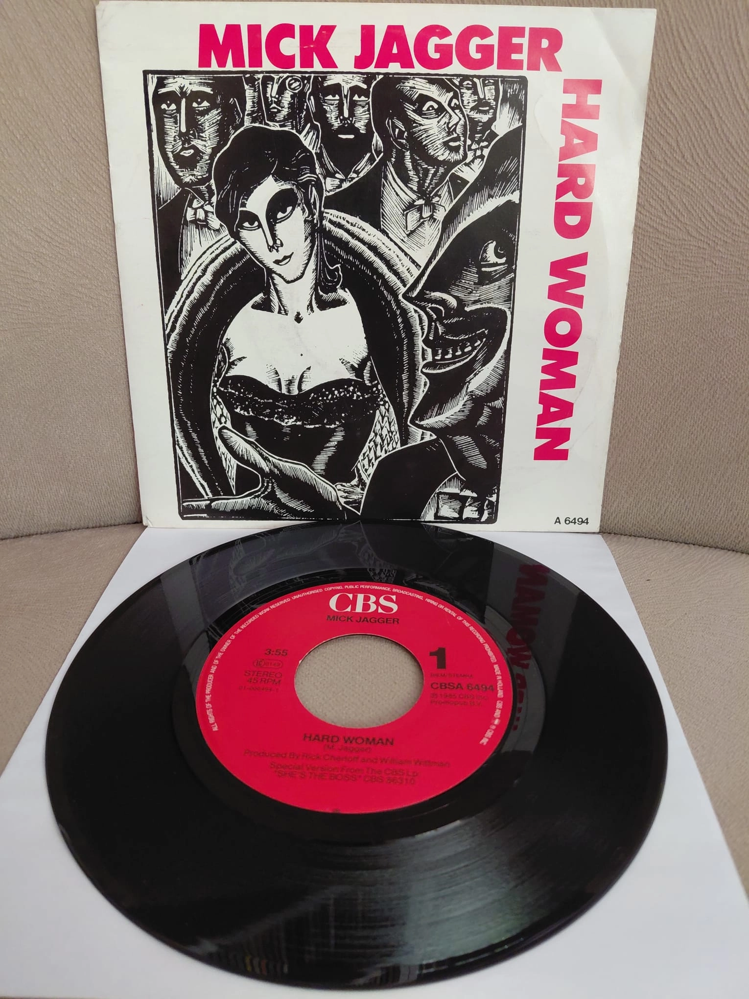 Mick Jagger  –  Hard Woman  - 1985  Hollanda Basım 45’lik  Plak