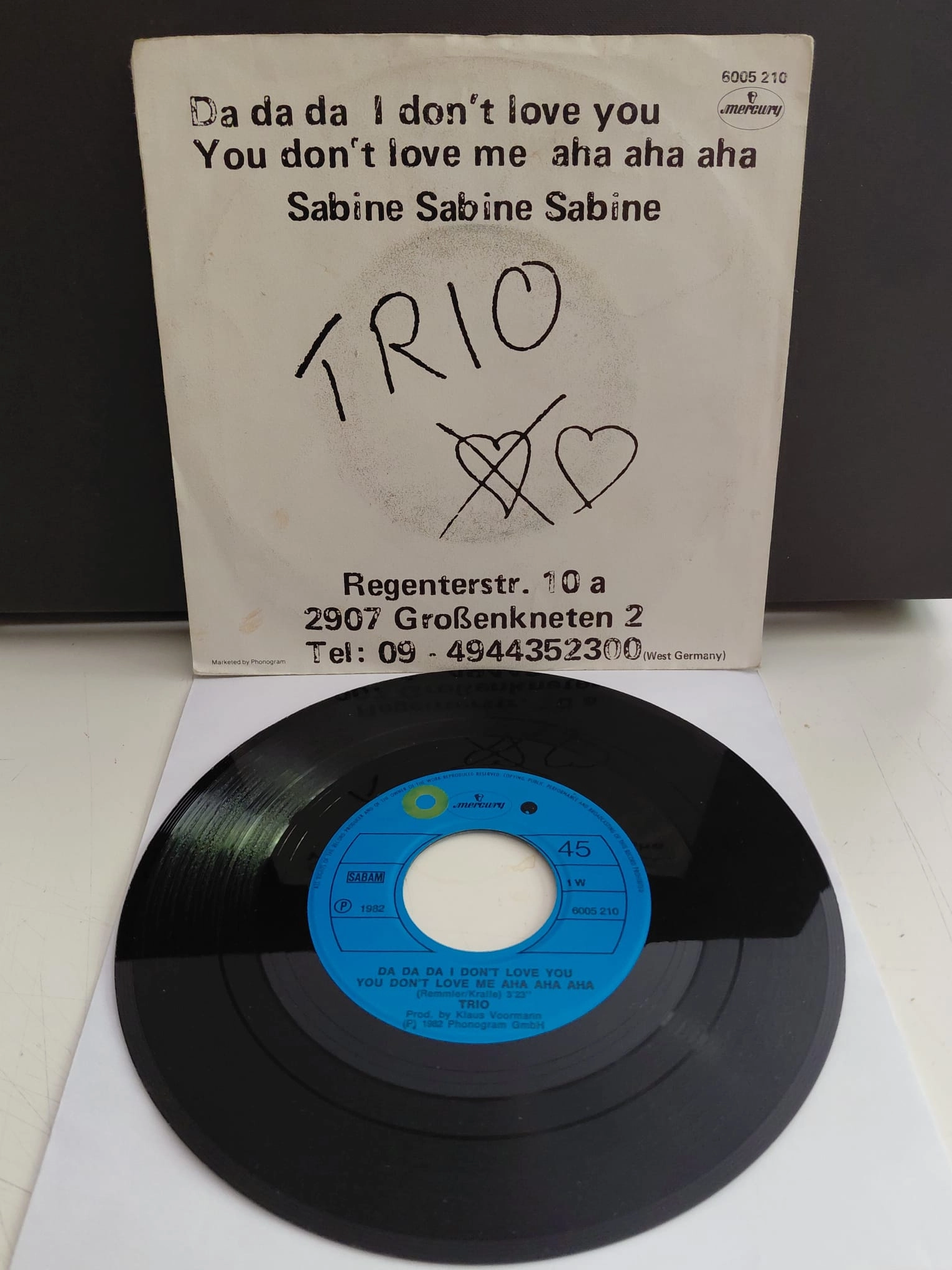 TRIO - Da Da Da I Don’t Love You You Don’t Love Me Aha Aha Aha - 1982 Avrupa Basım 45lik Plak-2.el