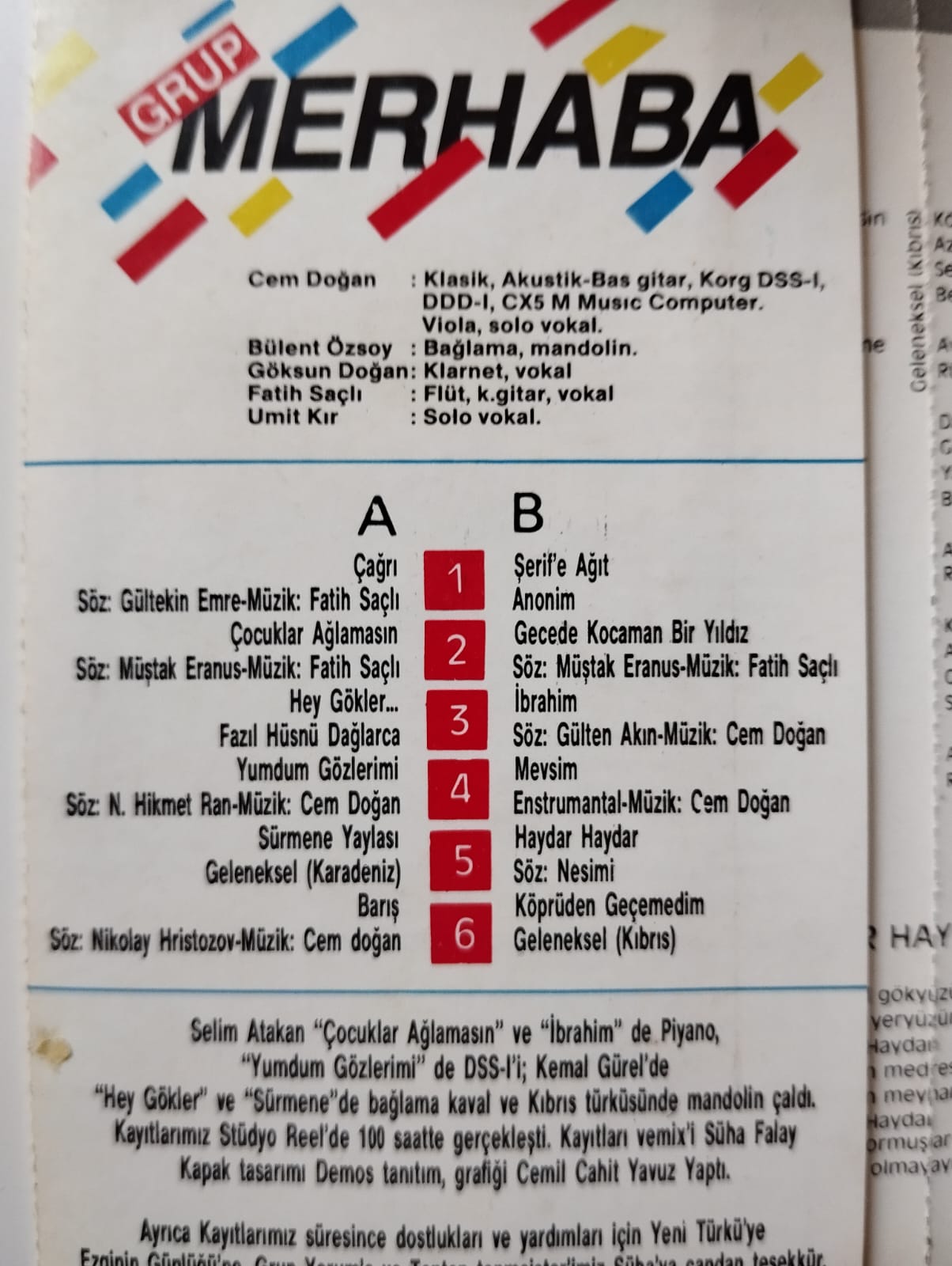 Grup Merhaba – Deme Sakın - 1988 Türkiye Basım 2. El Kaset
