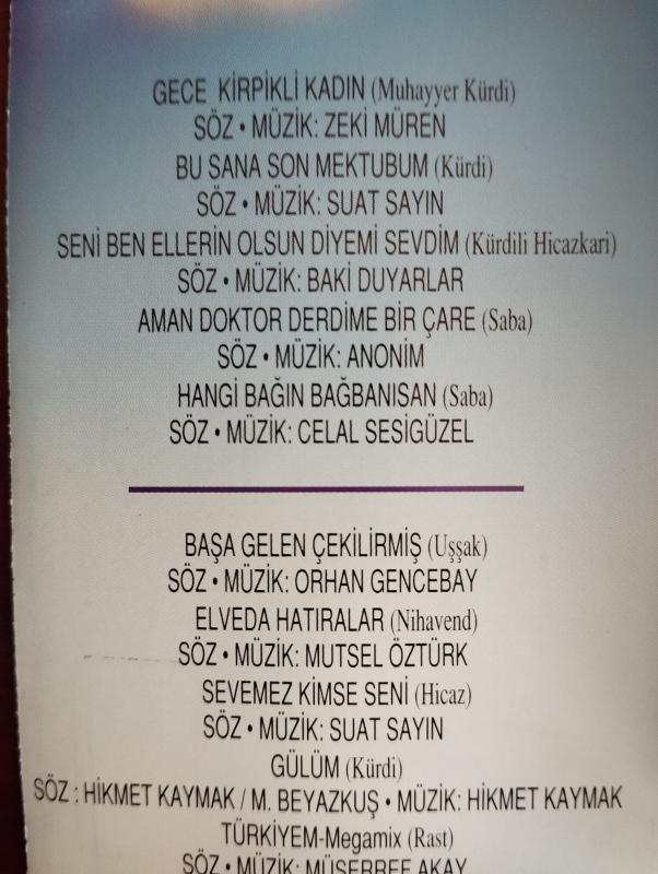 Müşerref Akay - Gece Kirpikli Kadın -  1997 Türkiye Basım  Kaset Albüm-2.EL