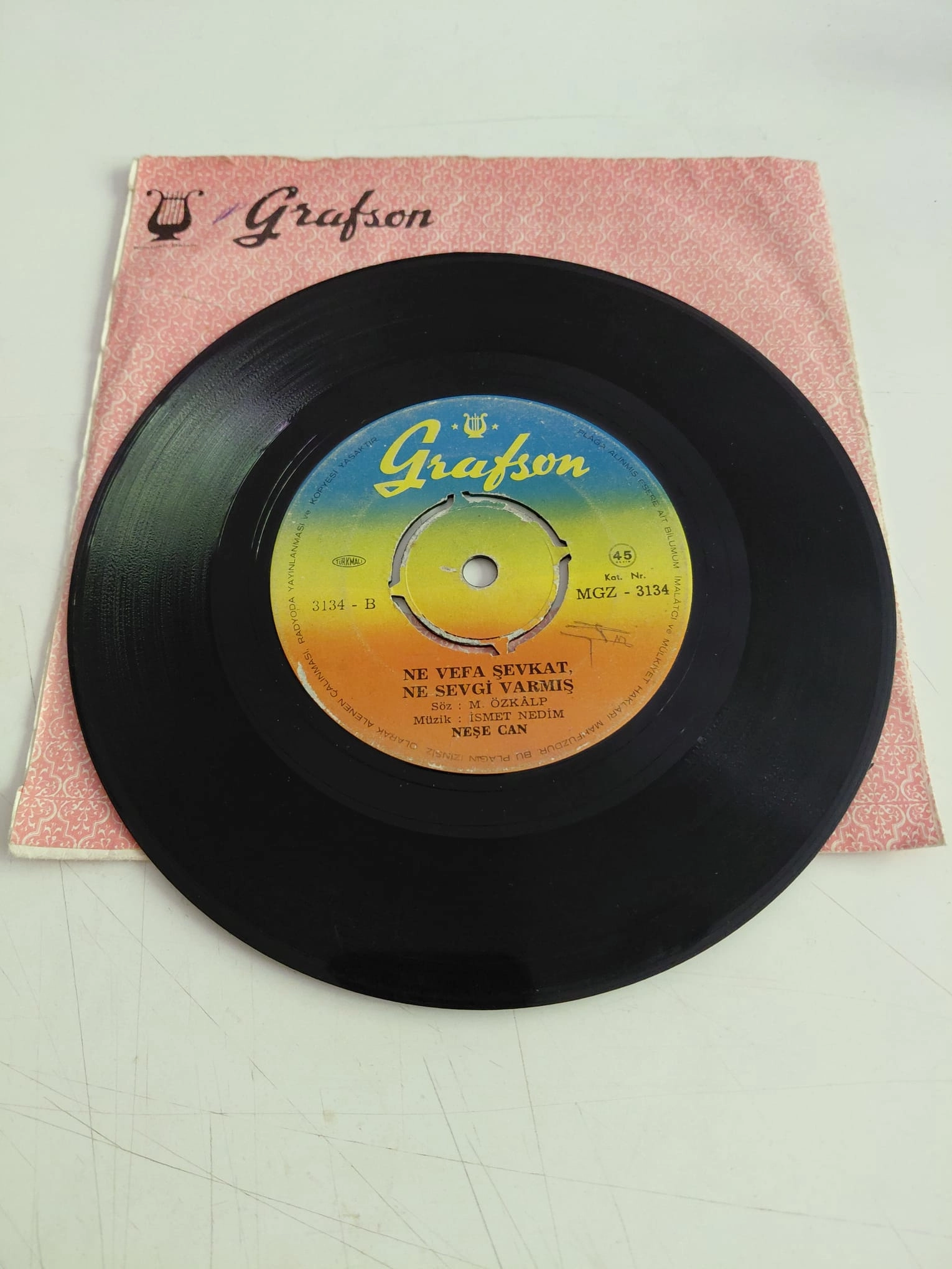 Neşe Can –  İçin İçin Yanıyor - 1964  Türkiye  Basım 45lik Plak-2.el