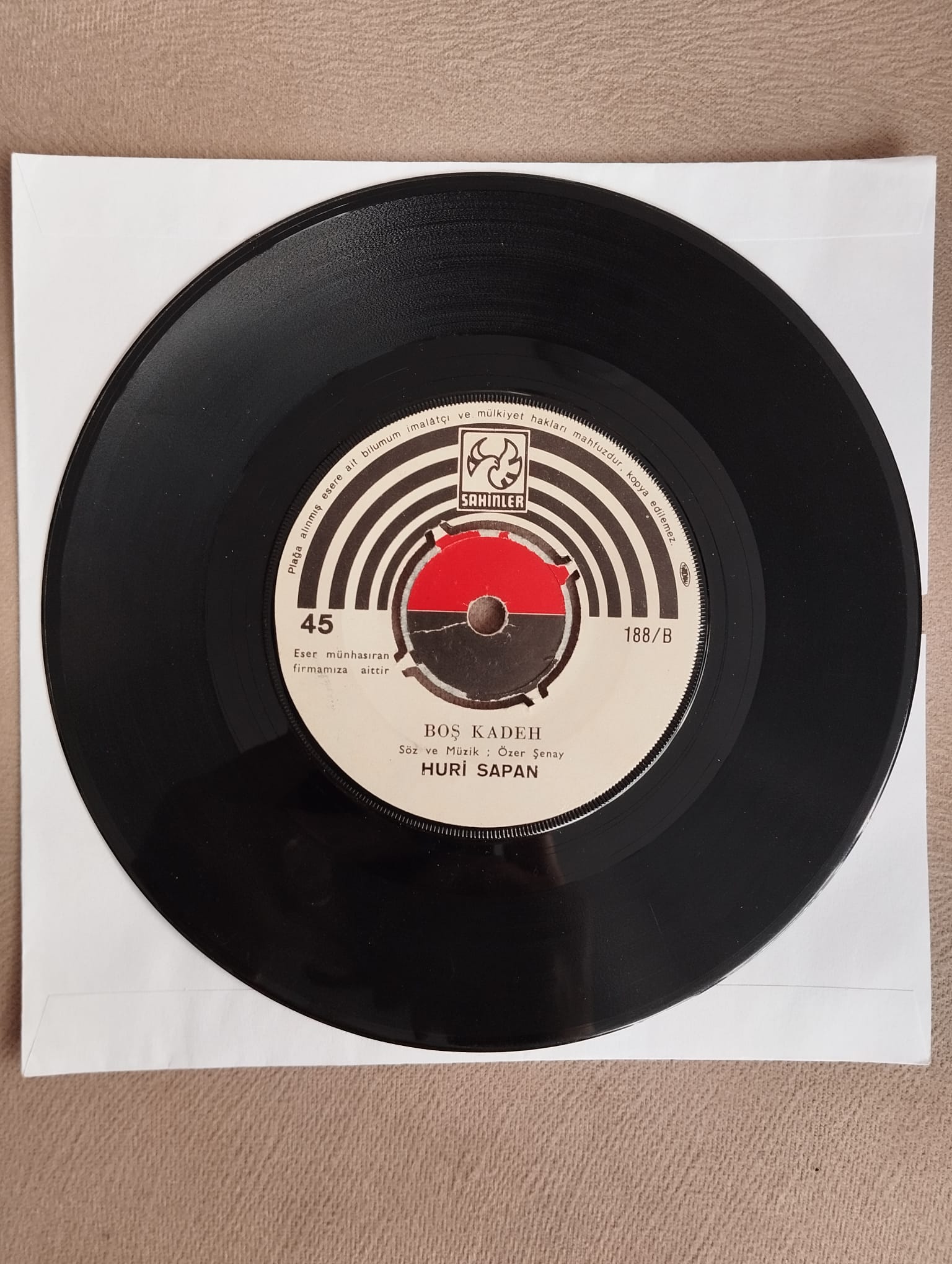 Huri Sapan – Hor Mu Kokladı Eller / Boş Kadeh  -  1973 Türkiye Basım 45lik Plak-2.el