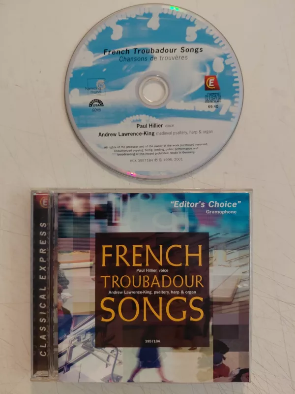 Paul Hillier, Andrew Lawrence-King – French Troubadour Songs - 2001 Avrupa Basım - CD -2.el
