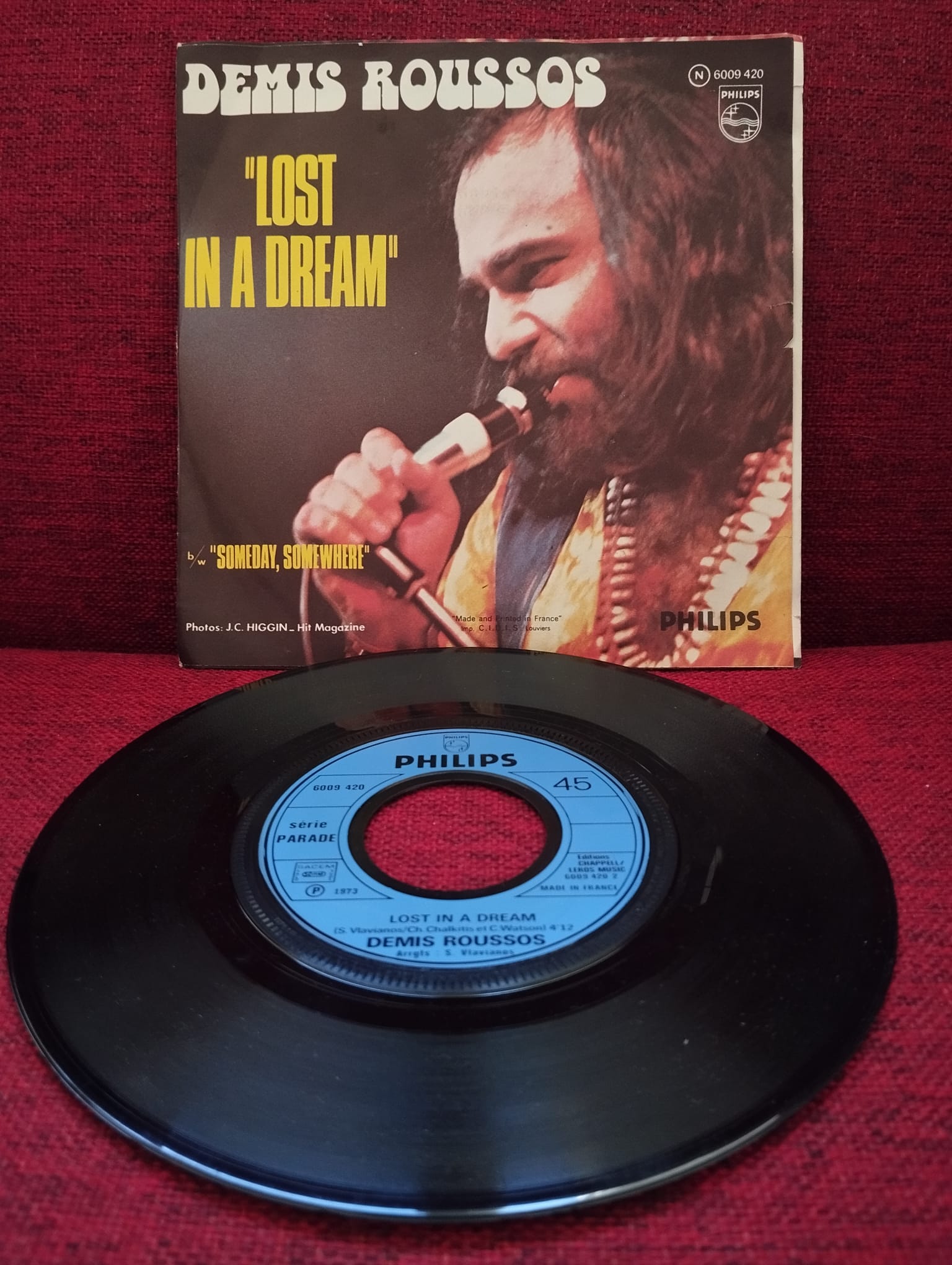 Demis Roussos – Someday, Somewhere - 1973 Fransa  Basım 45 LİK PLAK-2.EL