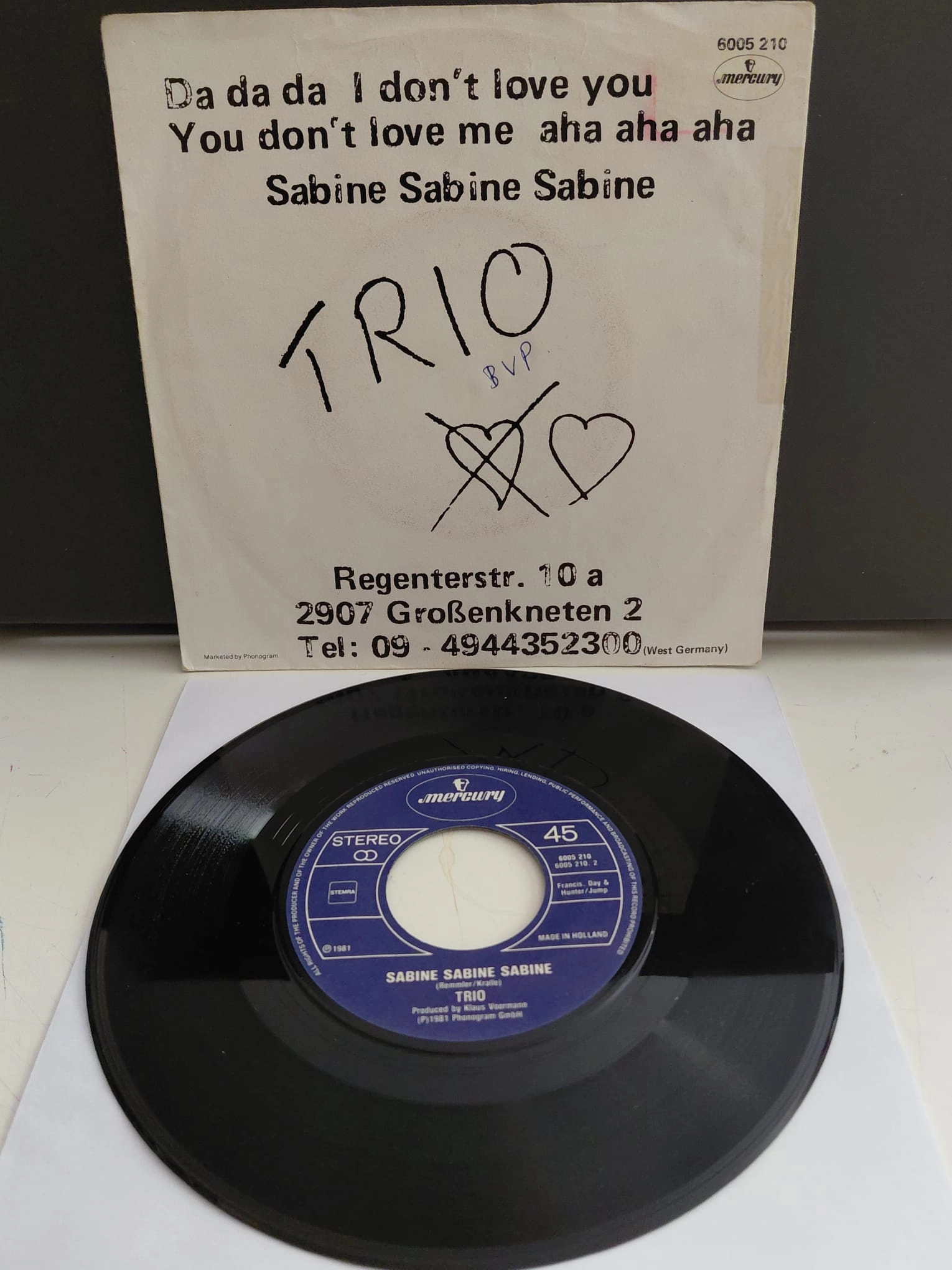 TRIO - Da Da Da I Don’t Love You You Don’t Love Me Aha Aha Aha - 1982 Hollanda Basım 45lik Plak-2.el