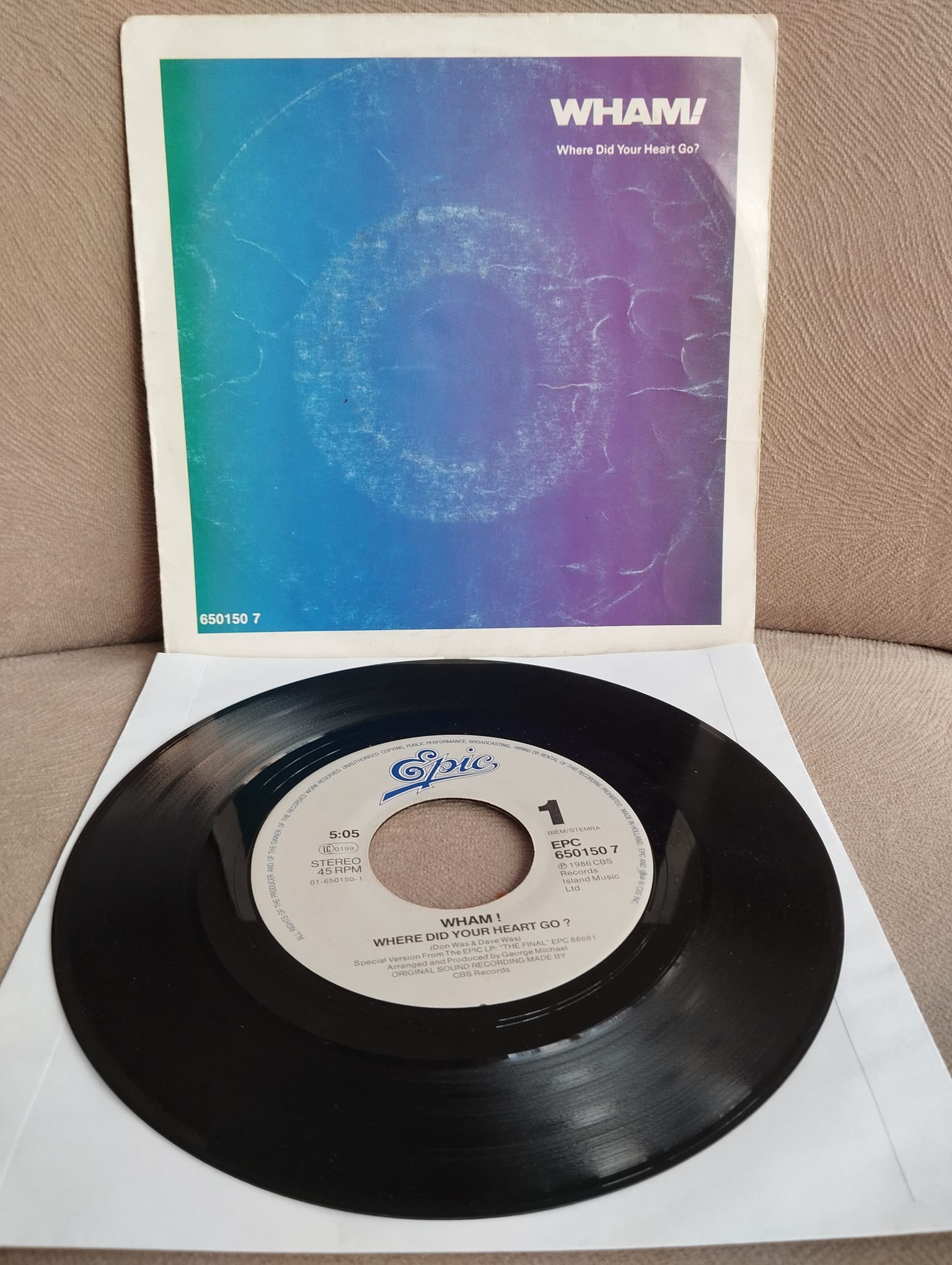WHAM  – Where Did Your Heart Go? - 1986 Hollanda Basım 45 lik Plak-2.EL