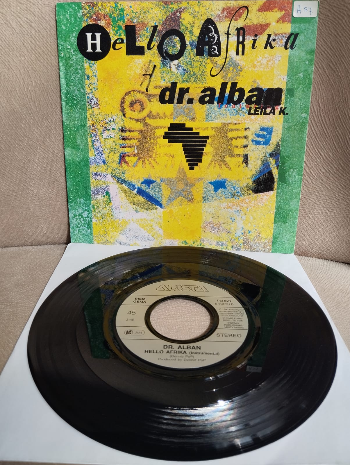 Dr. Alban Featuring Leila K.  – Hello Afrika  - 1990 Almanya Basım 45lik Plak-2.el