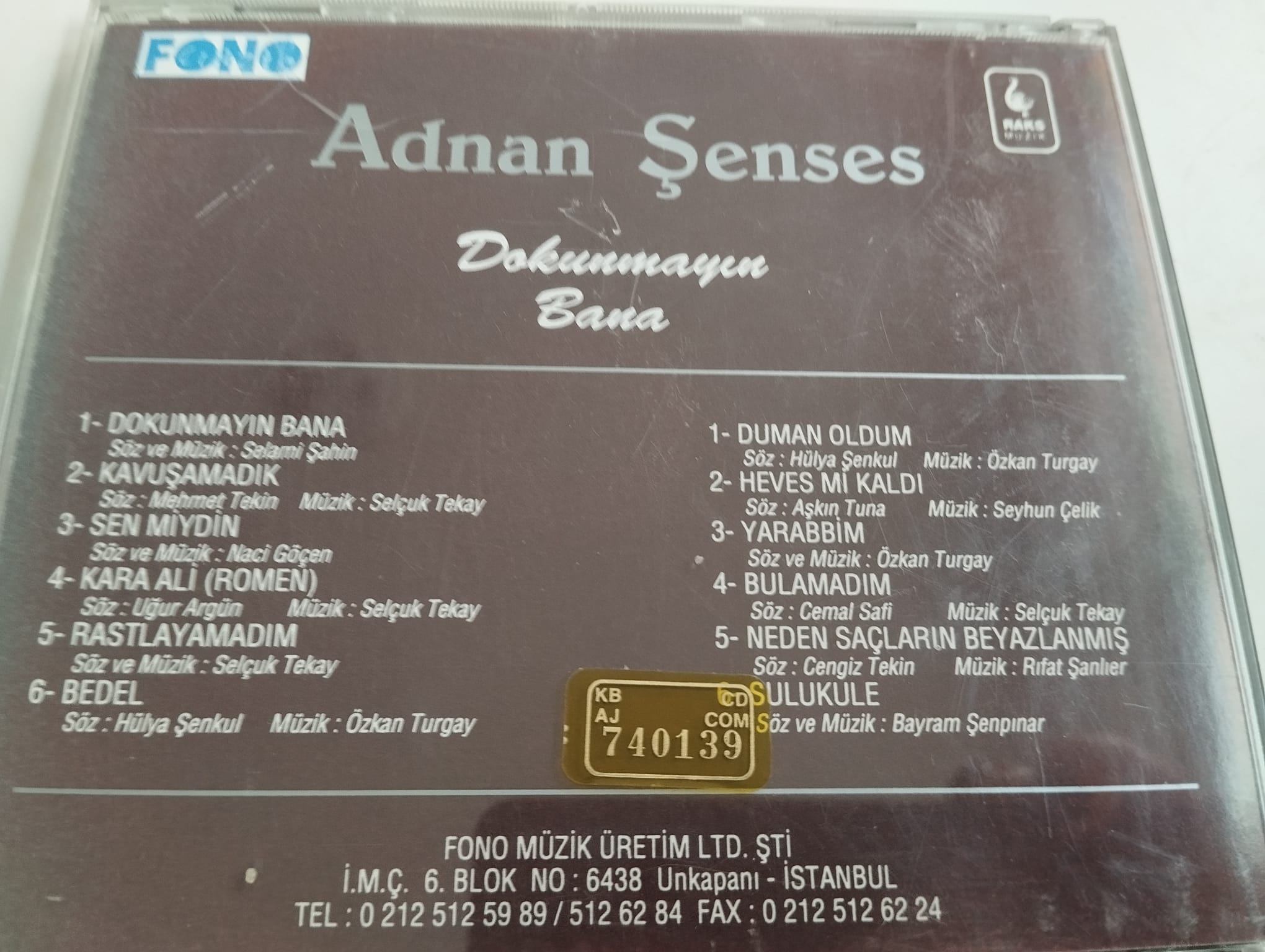 Adnan Şenses – Dokunmayın Bana - Türkiye Basım - 2. El CD Albüm