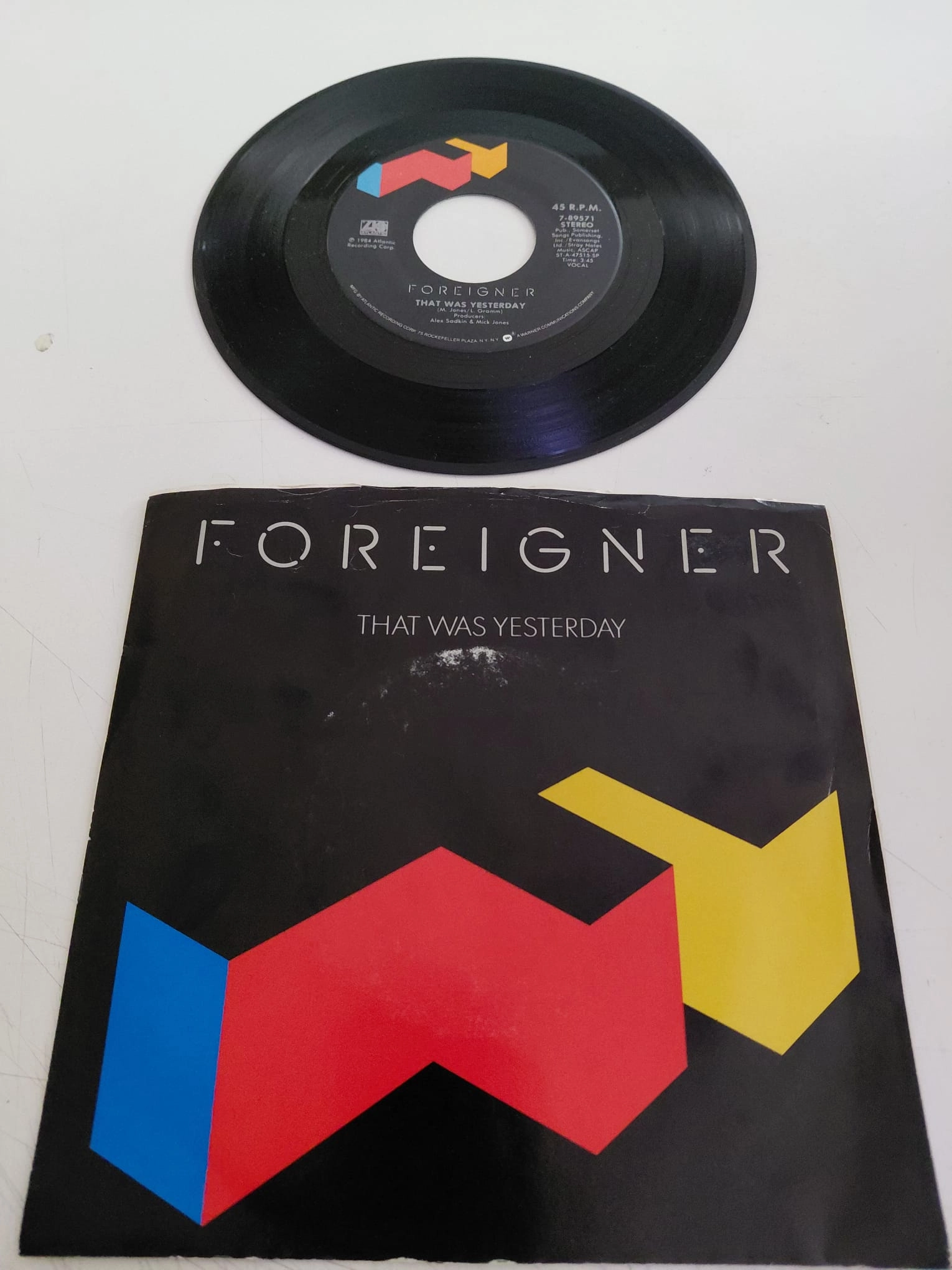 Foreigner  – That Was Yesterday -  1985 USA Basım 45lik Plak-2.el