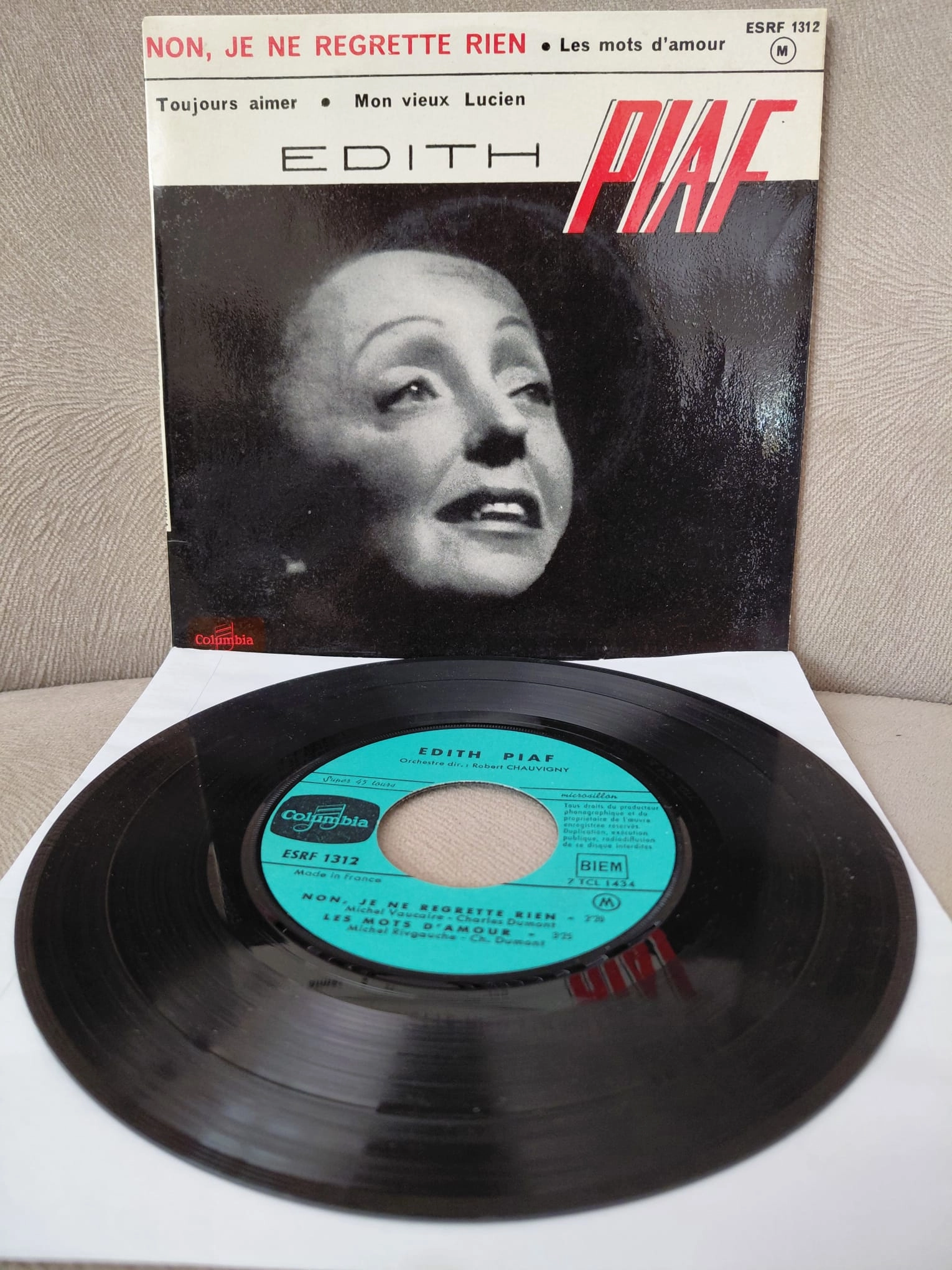 Edith Piaf  –  Non, Je Ne Regrette Rien -  1961  Fransa Basım EP Plak