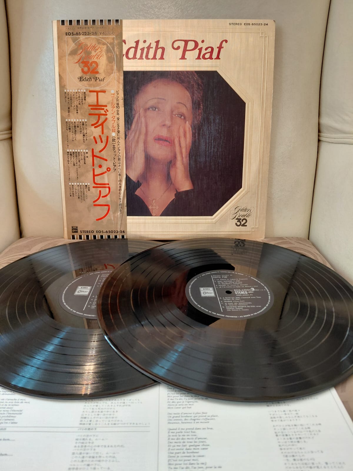 Edith Piaf – Golden Double 32 - 1976 Japonya Basım Double LP Plak - Obi’li-2.el