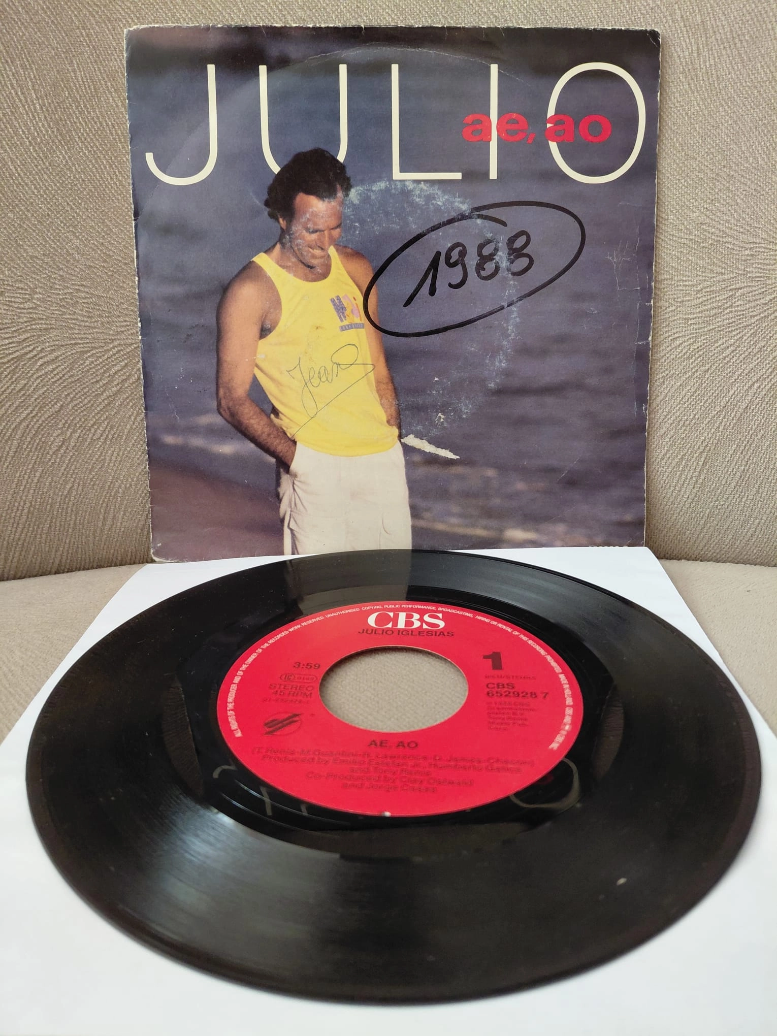 Julio Iglesias  –  Ae, Ao -  1988  Hollanda Basım 45 lik Plak