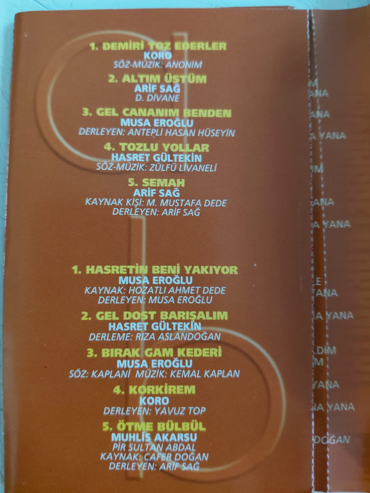 Muhabbet Türküleri -Arif Sağ / Musa Eroğlu/ Muhlis Akarsu/ Hasret Gültekin-Türkiye Basım Kaset-2.el