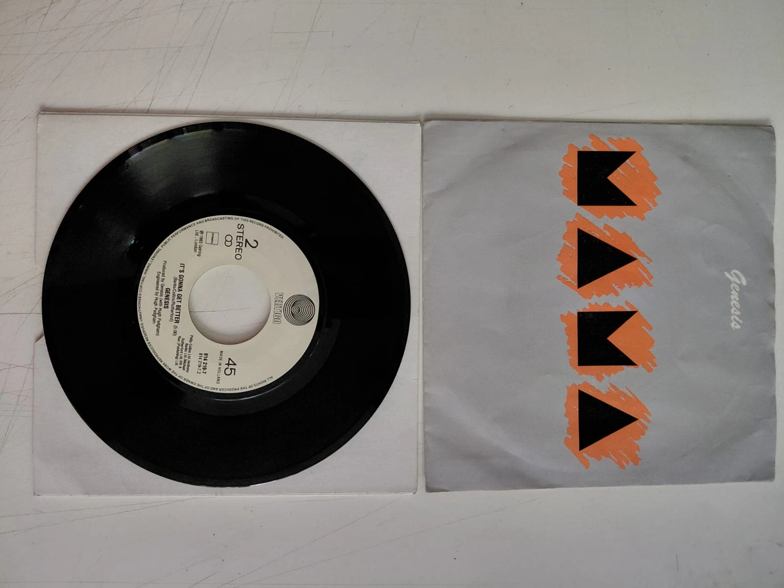 Genesis – Mama - 1983  Hollanda Basım 45 lik Plak-2.el