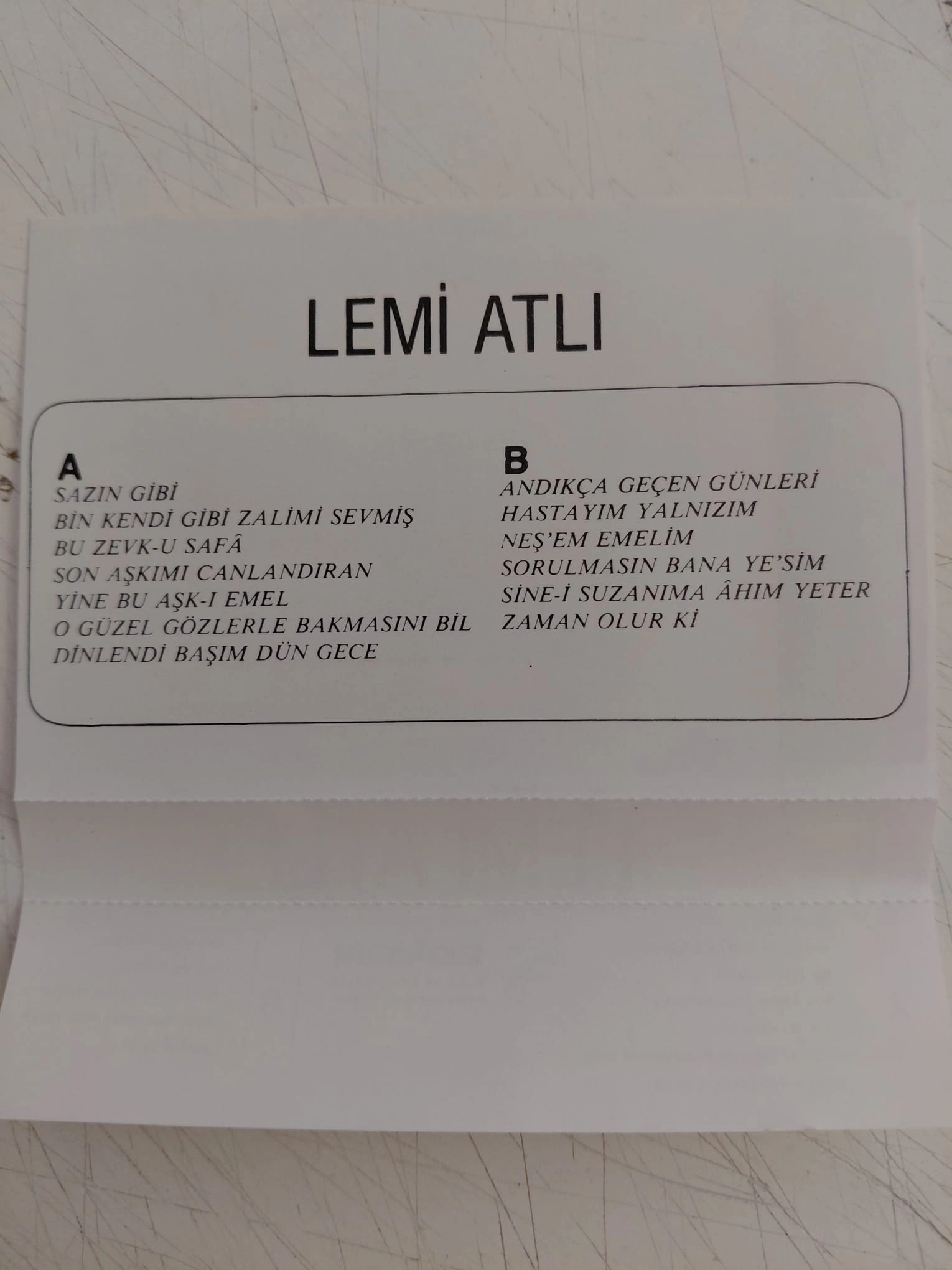 Lemi Atlı  -  Fasıl  - 1990 Türkiye Basım Kaset-2.el