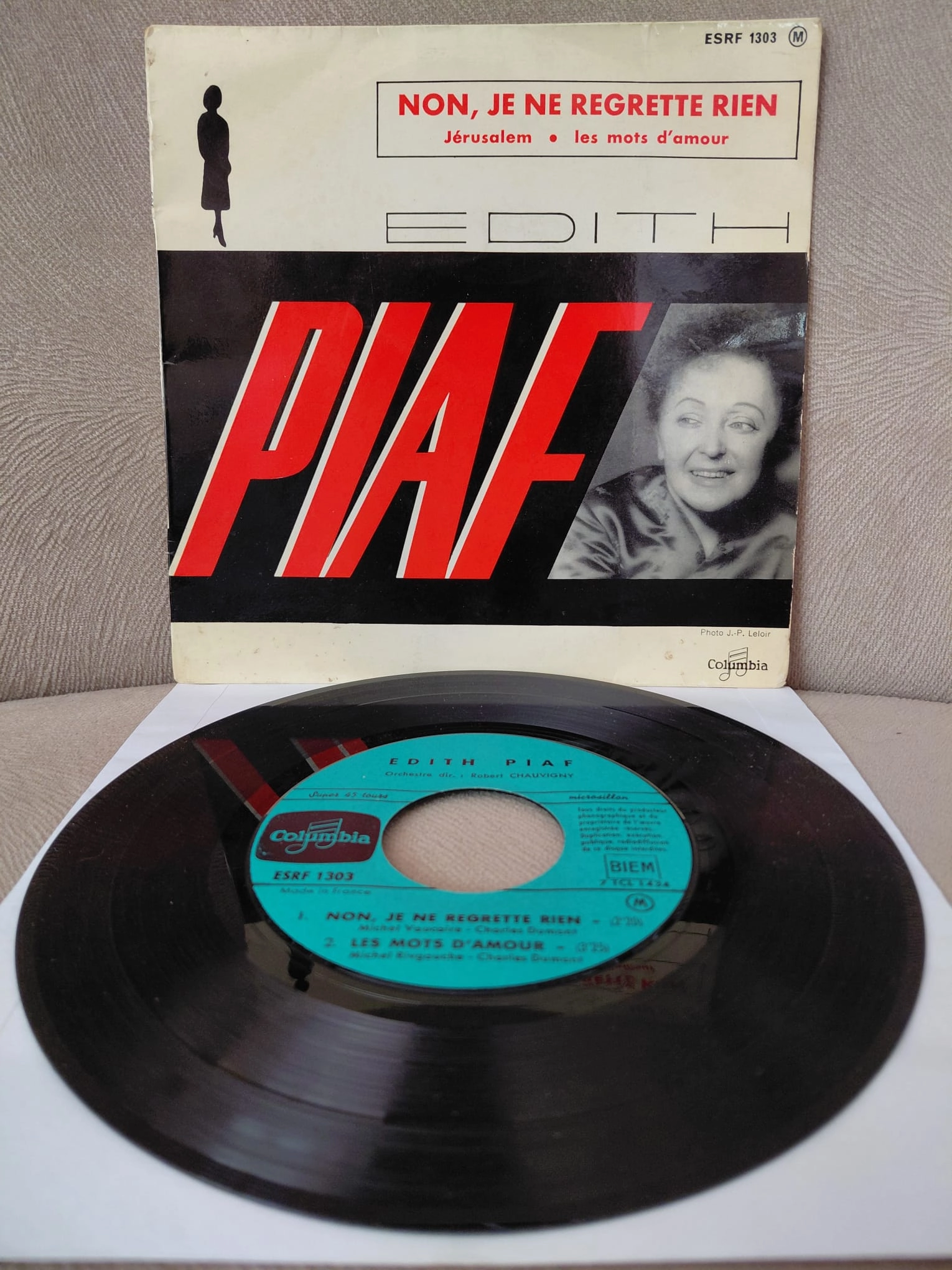 Edith Piaf  –  Non, Je Ne Regrette Rien -  1961  Fransa Basım EP Plak