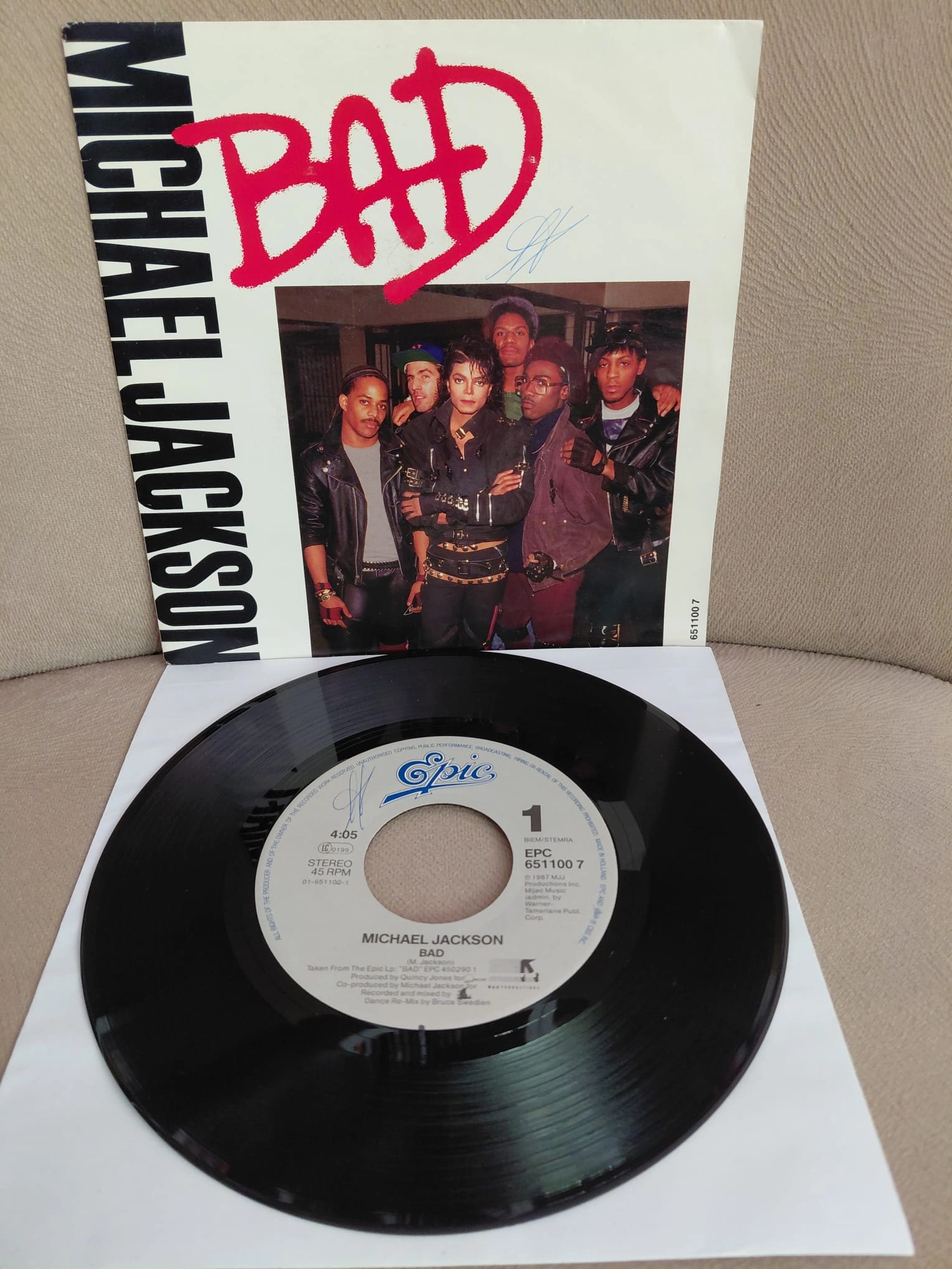 MICHAEL JACKSON - Bad - 1987 Hollanda Basım 45lik Plak-2.el