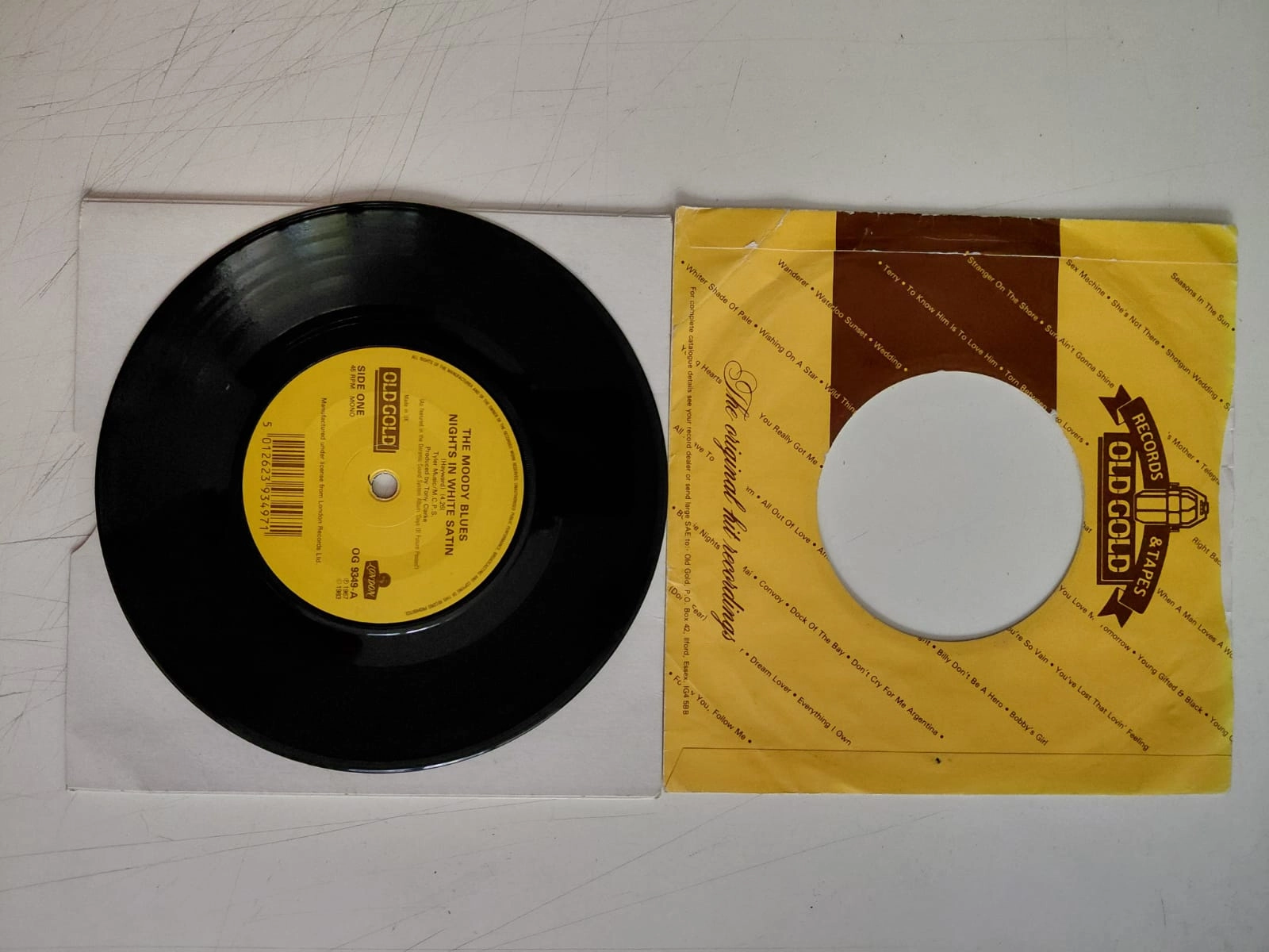 THE MOODY BLUES - NIGHTS IN WHITE SATIN - 1985  İNGİLTERE BASIM   45 LİK PLAK -2.EL