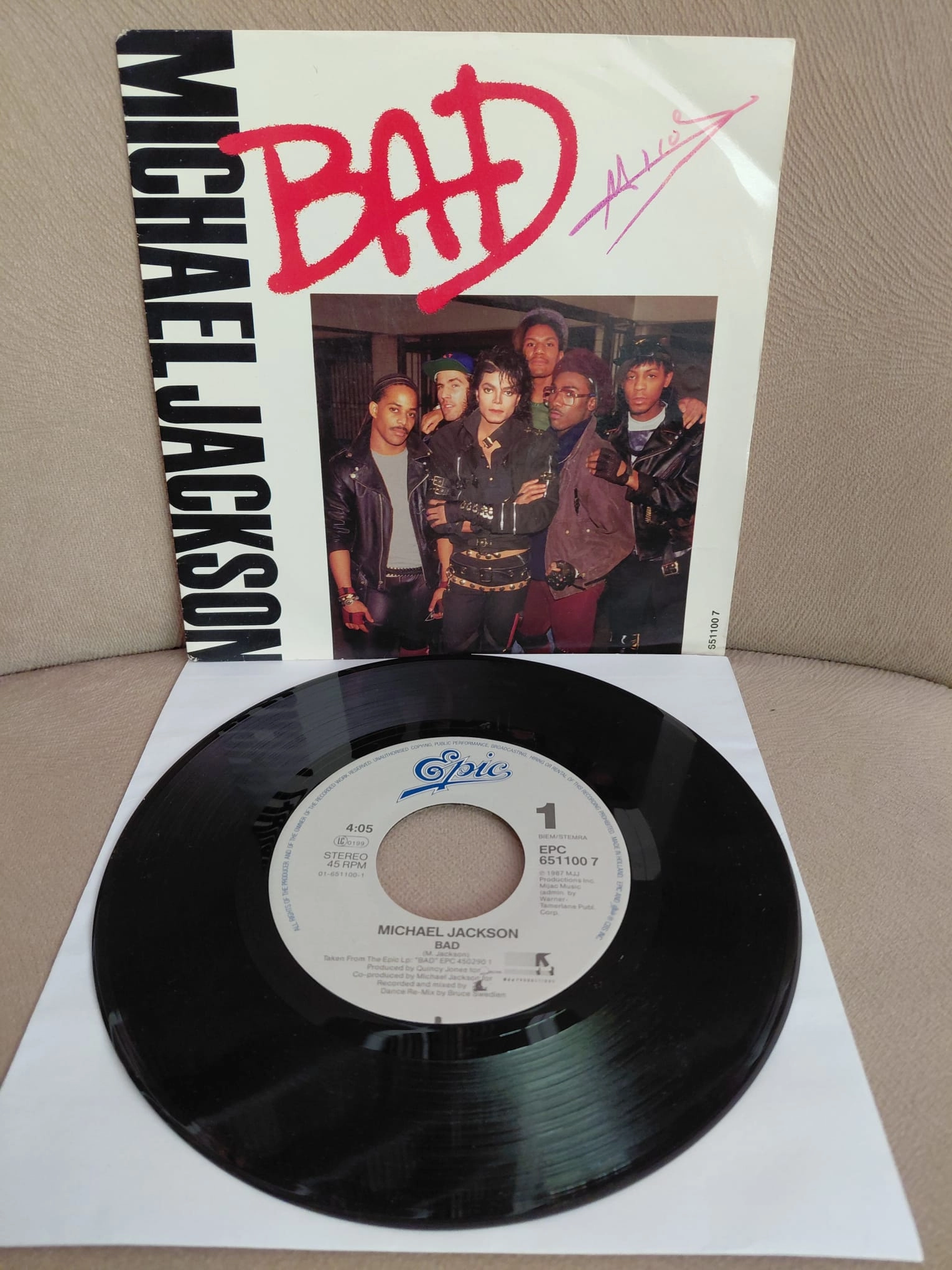 MICHAEL JACKSON - Bad - 1987 Hollanda Basım 45lik Plak-2.el