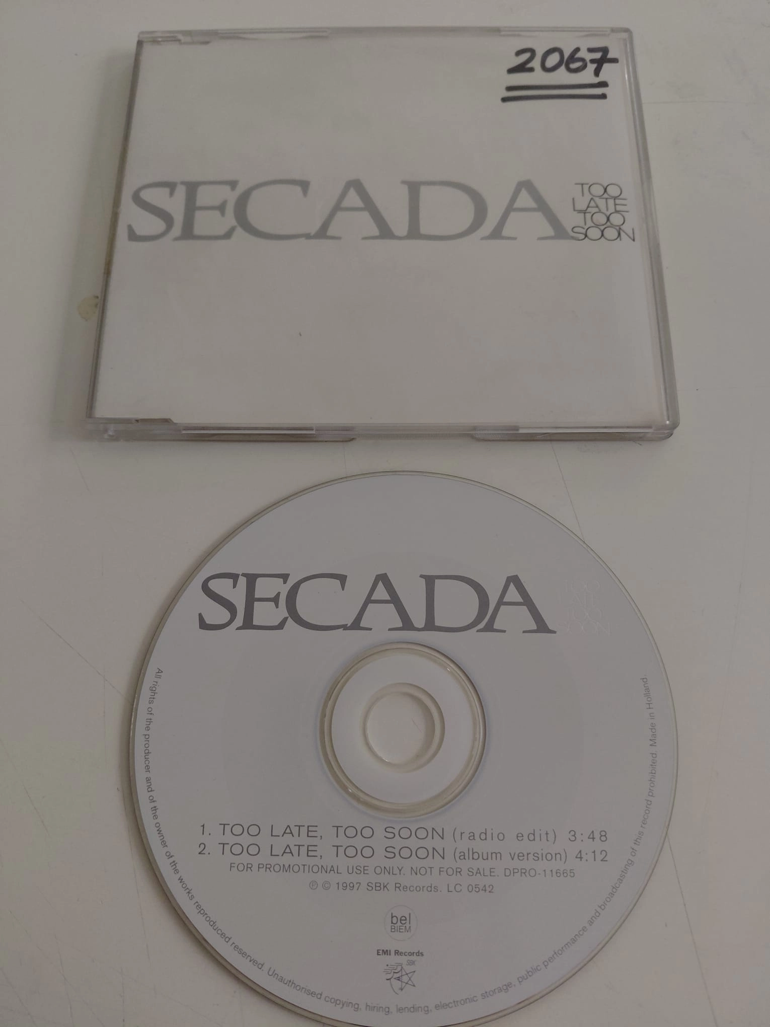 Secada   – Too Late, Too Soon - 1997  Avrupa Basım - CD, Maxi-Single, Promo-2.el