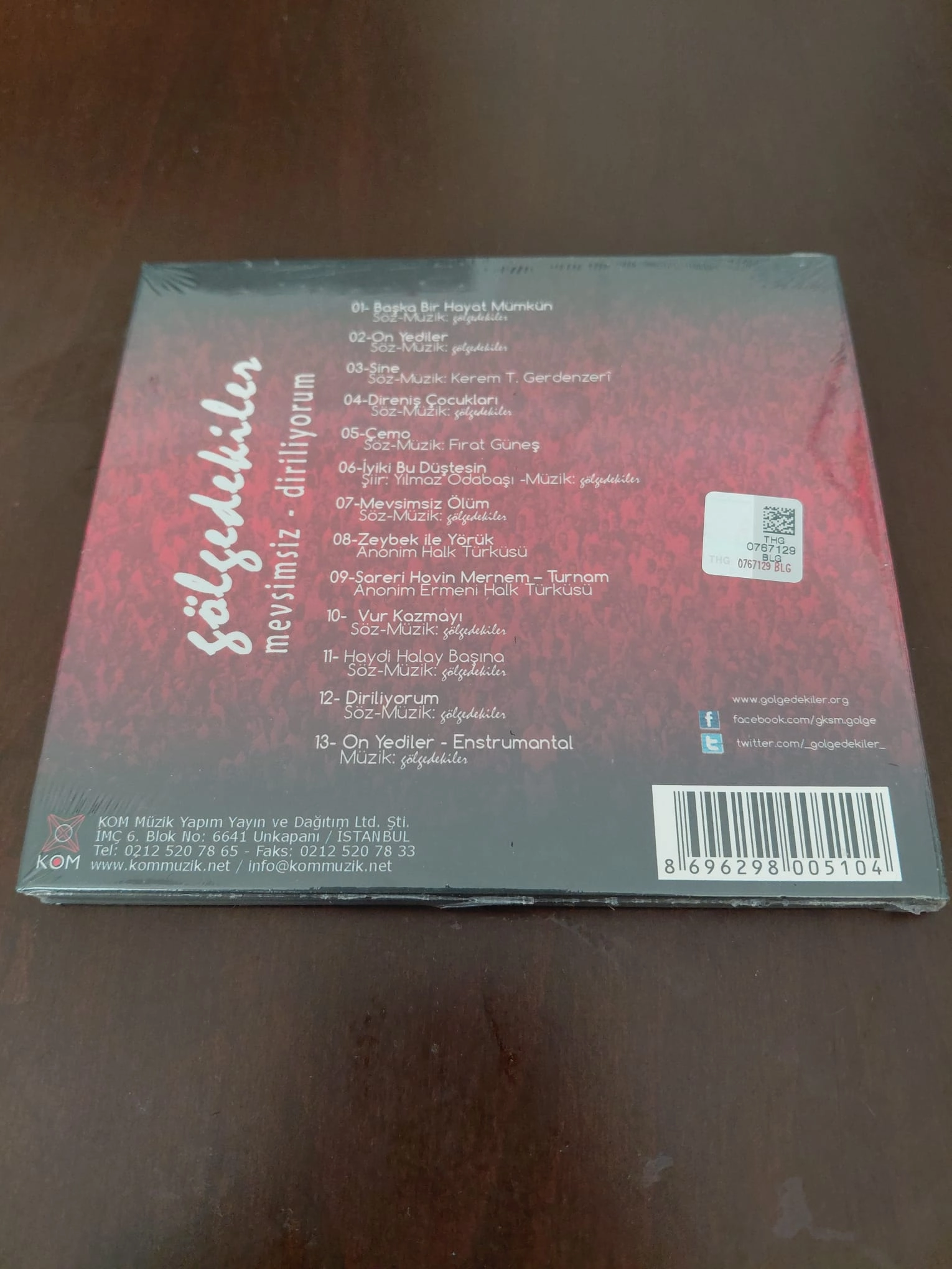 Gölgedekiler - Mevsimsiz - Diriliyorum - 2014 Türkiye  Basım - CD Albüm /Açılmamış Ambalajlı/Kürtçe