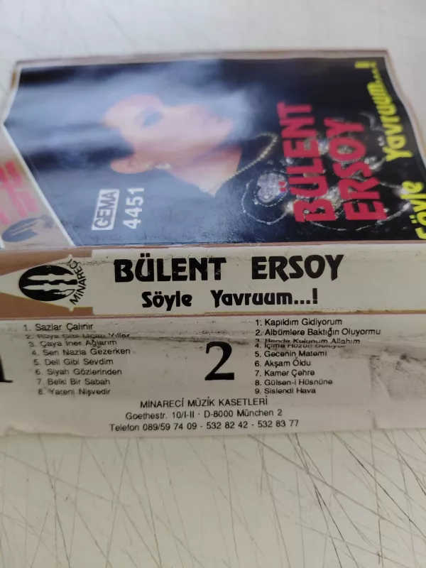 Bülent Ersoy - Söyle Yavrum  -  Almanya Basım  Kaset Albüm/ Minareci-2.el