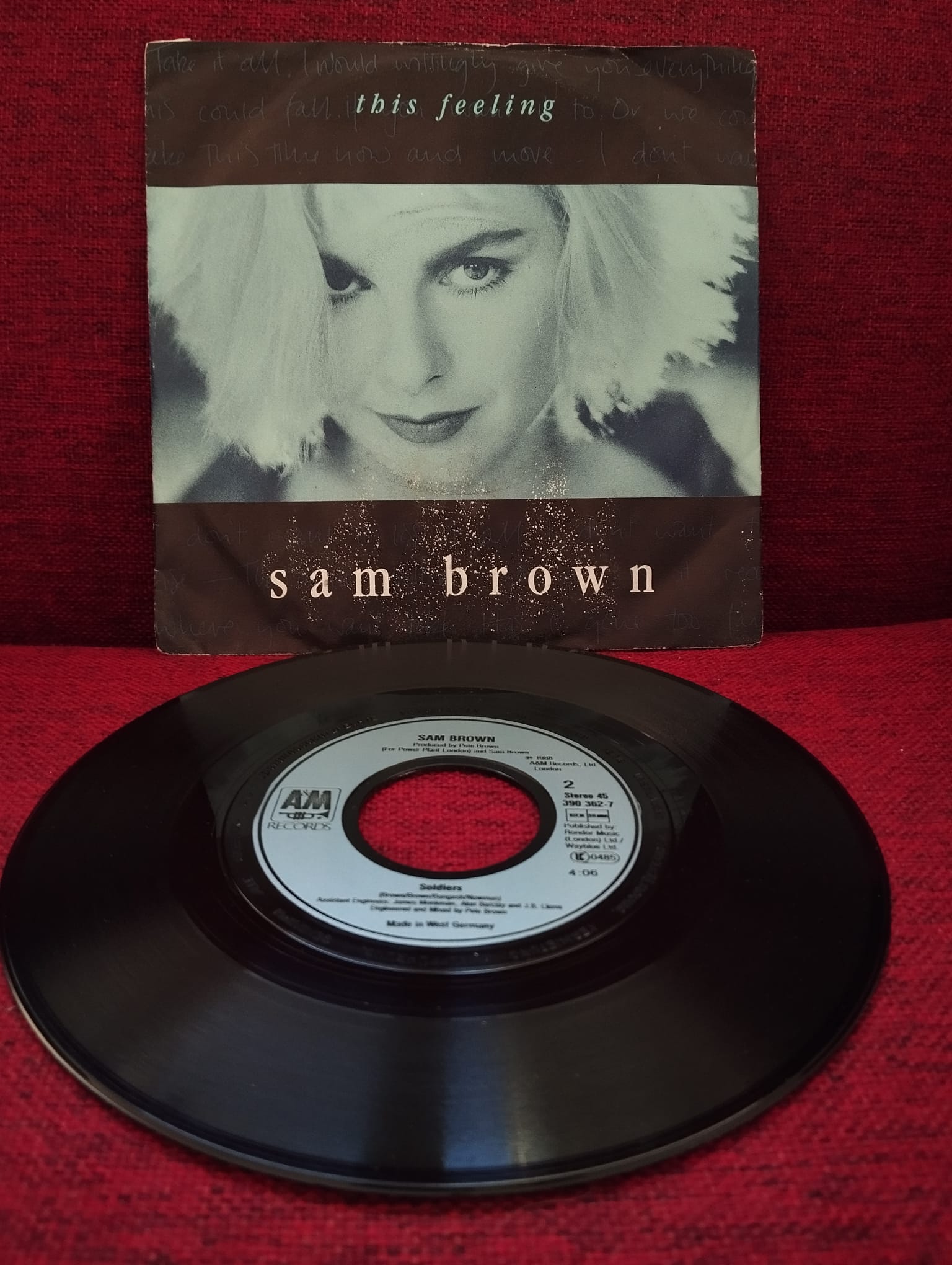 Sam Brown – This Feeling -  1988 Almanya Basım 45lik Plak -2.el
