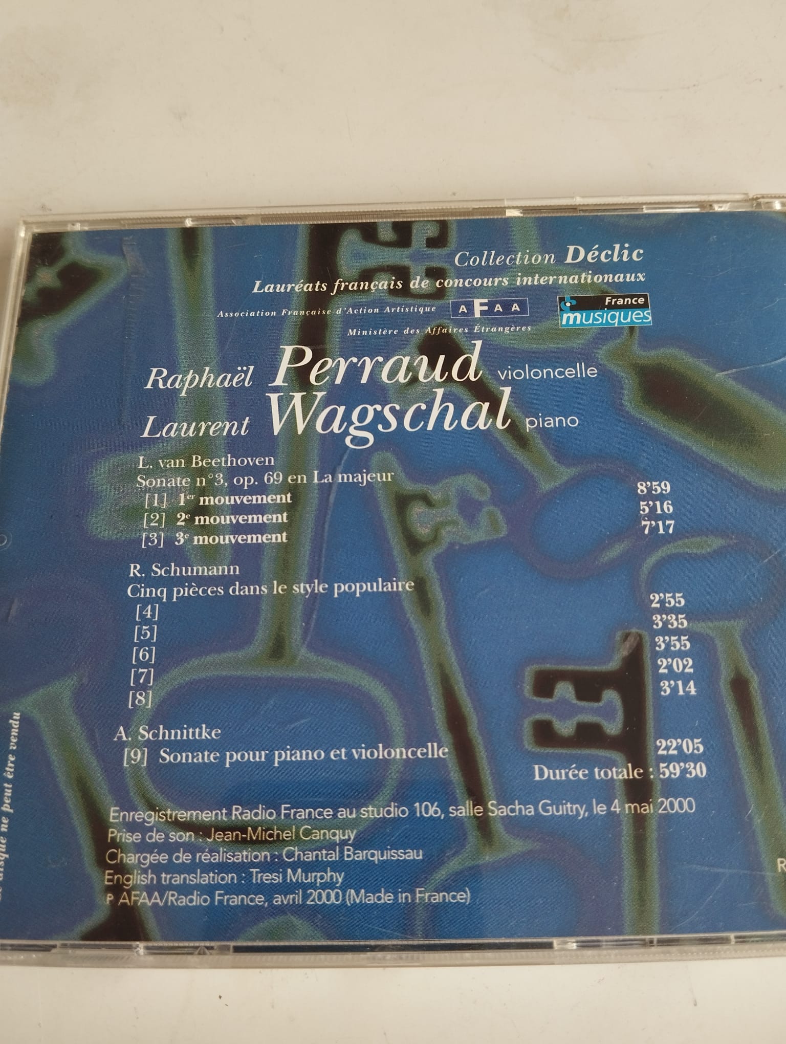 Raphael Perraud (Violoncelle) -Laurent Wagschal(Piano) – Collection Declic - Fransa Basım - 2.El CD