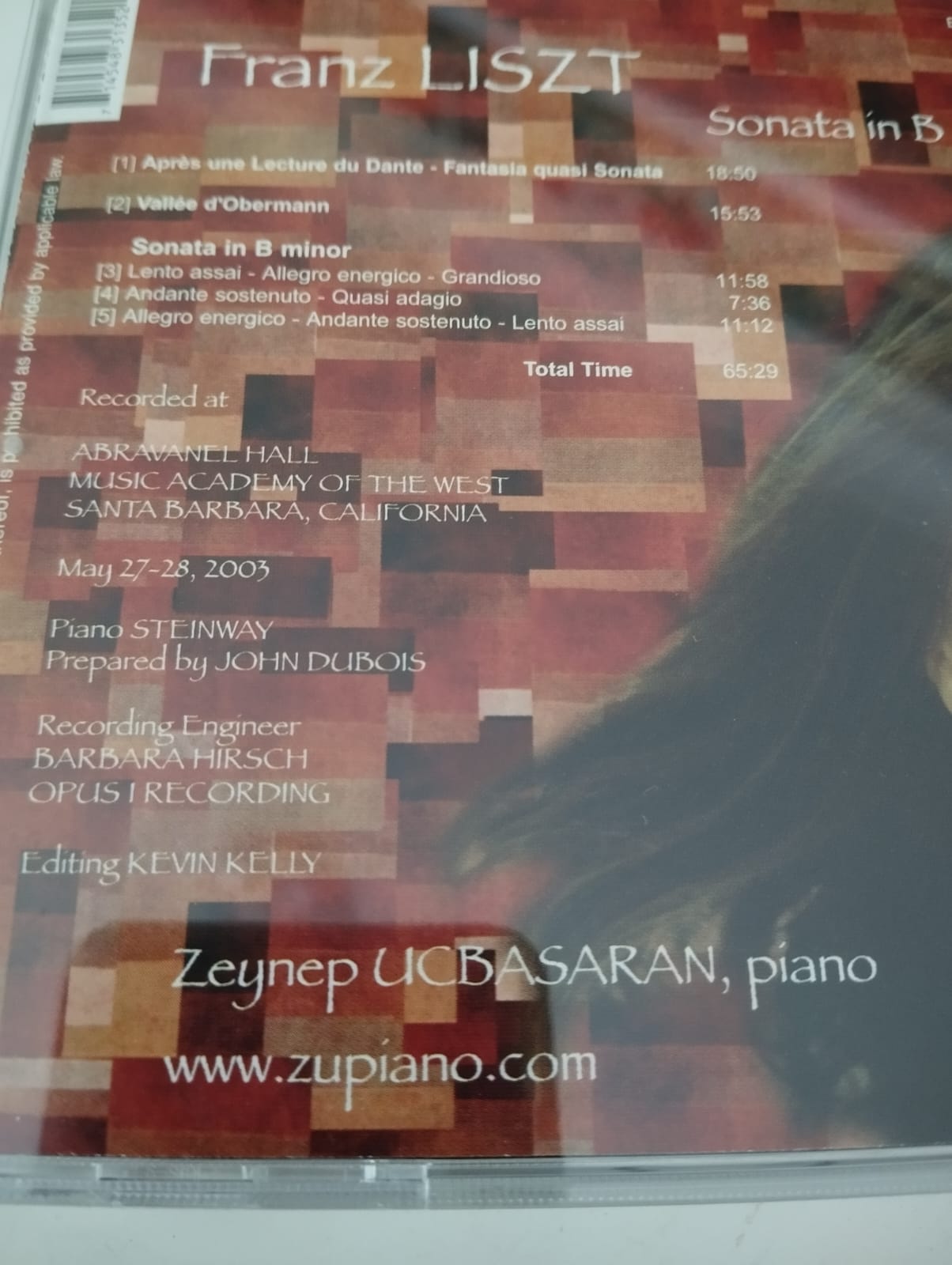 Franz Liszt / Zeynep Uçbaşaran / Piano -  Avrupa Basım CD Albüm - 2.El
