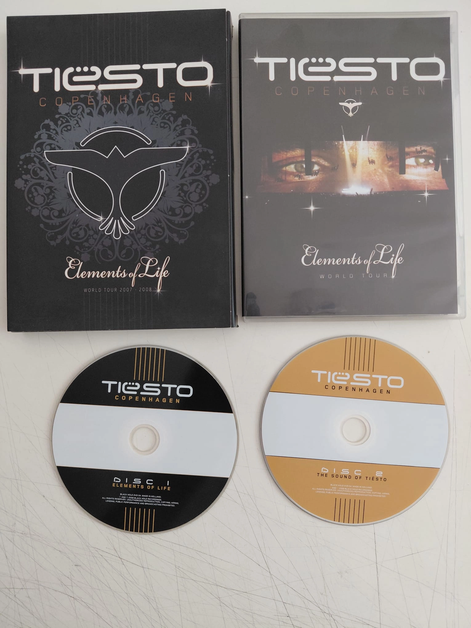 Tiësto  – Copenhagen (Elements Of Life World Tour 2007-2008) - 2008 Hollanda Basım -  2 × DVD, Partially Mixed-2.el