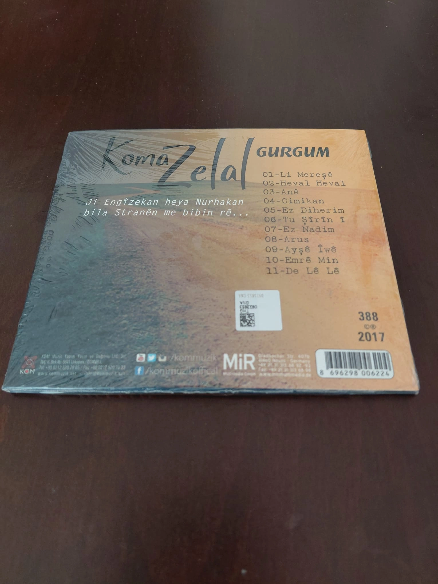 Koma Zelal  -  Gurgum  - 2017  Türkiye  Basım - CD Albüm /Açılmamış Ambalajlı/Kürtçe